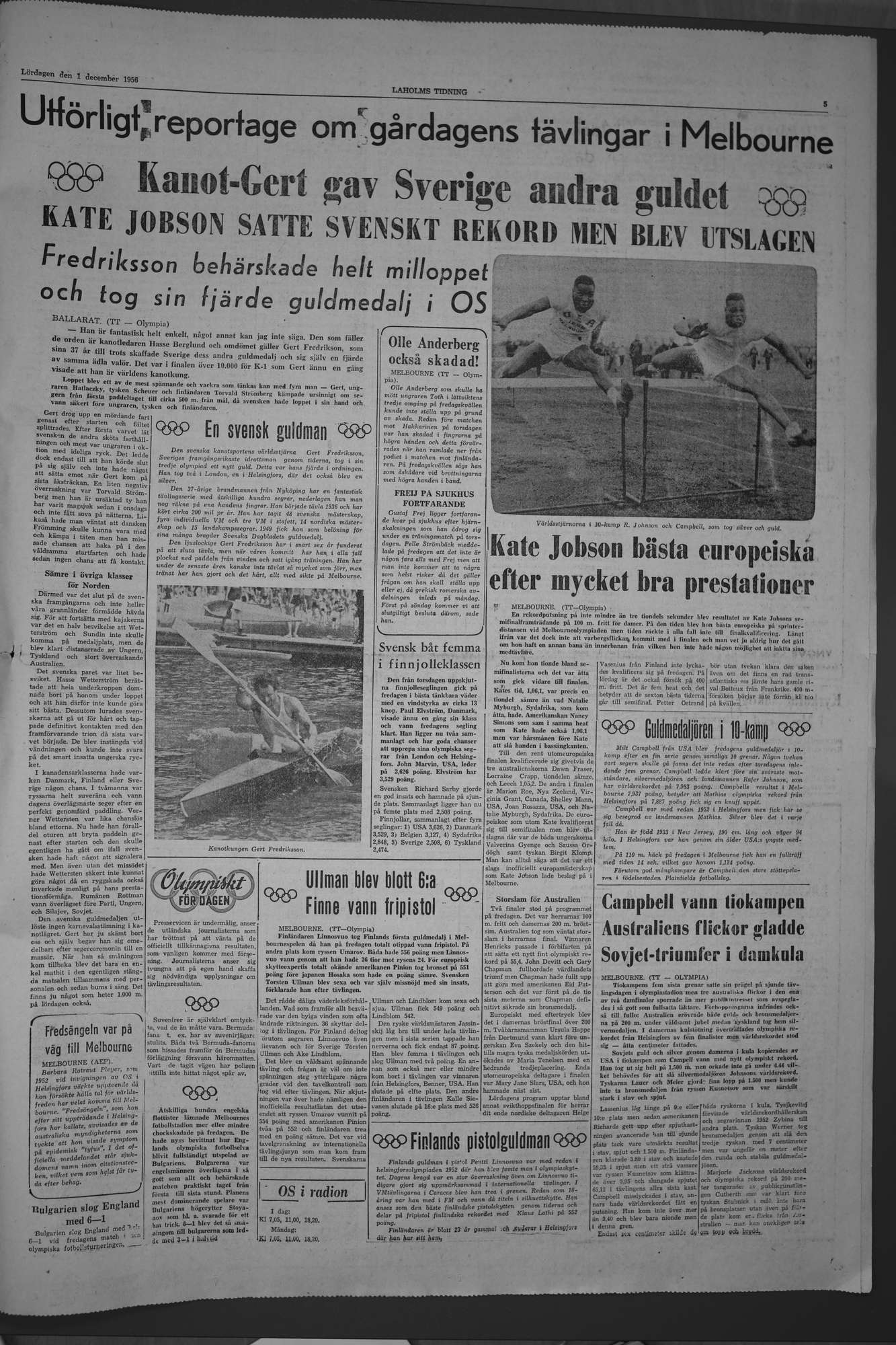 Laholms Tidning Lördag 1 december 1956, sida 5