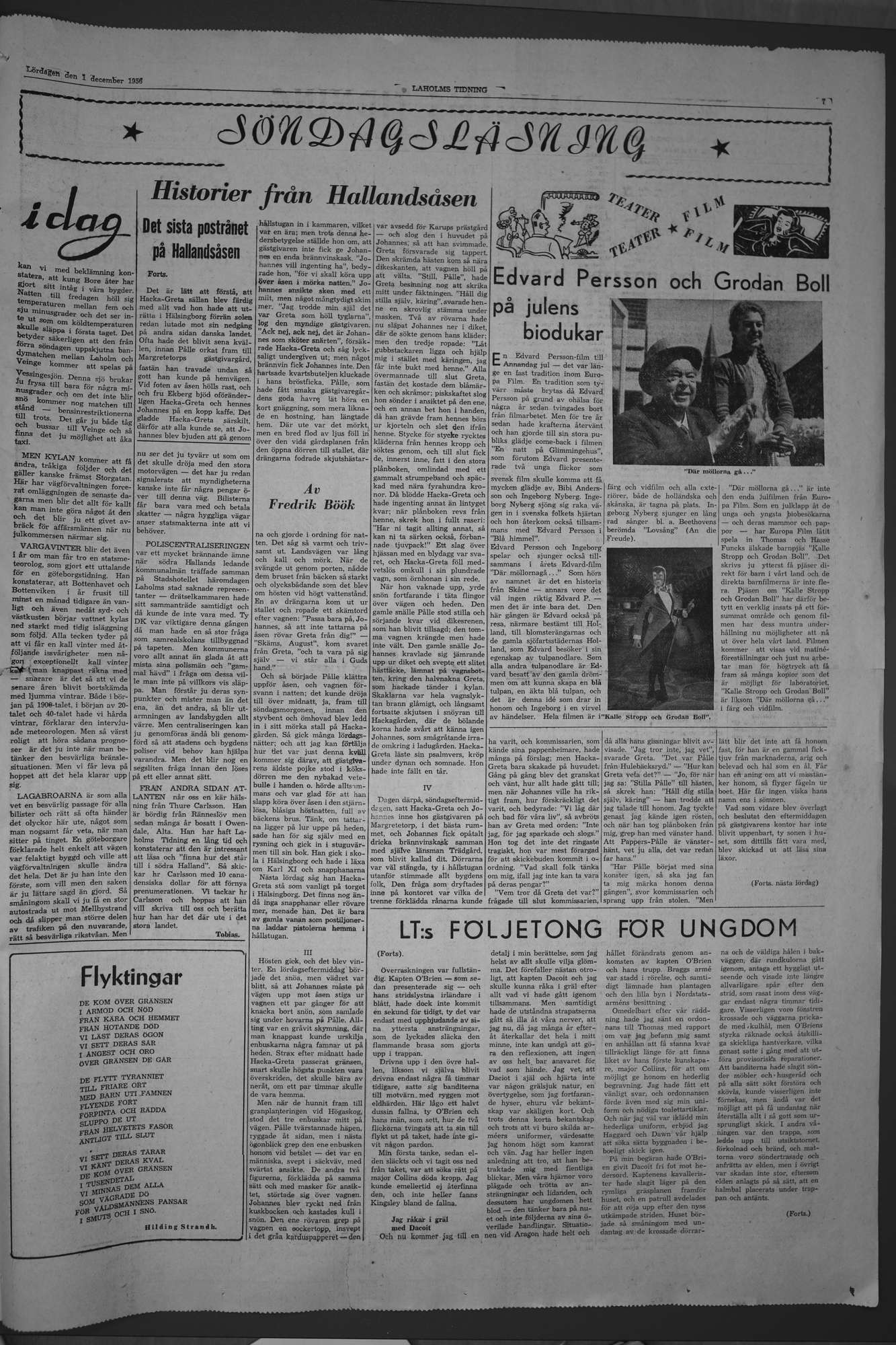 Laholms Tidning Lördag 1 december 1956, sida 7