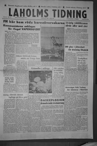 Förstasidan, Fredag 1 juni 1956