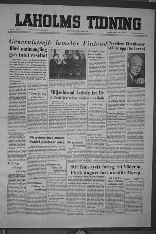Förstasidan, Torsdag 1 mars 1956