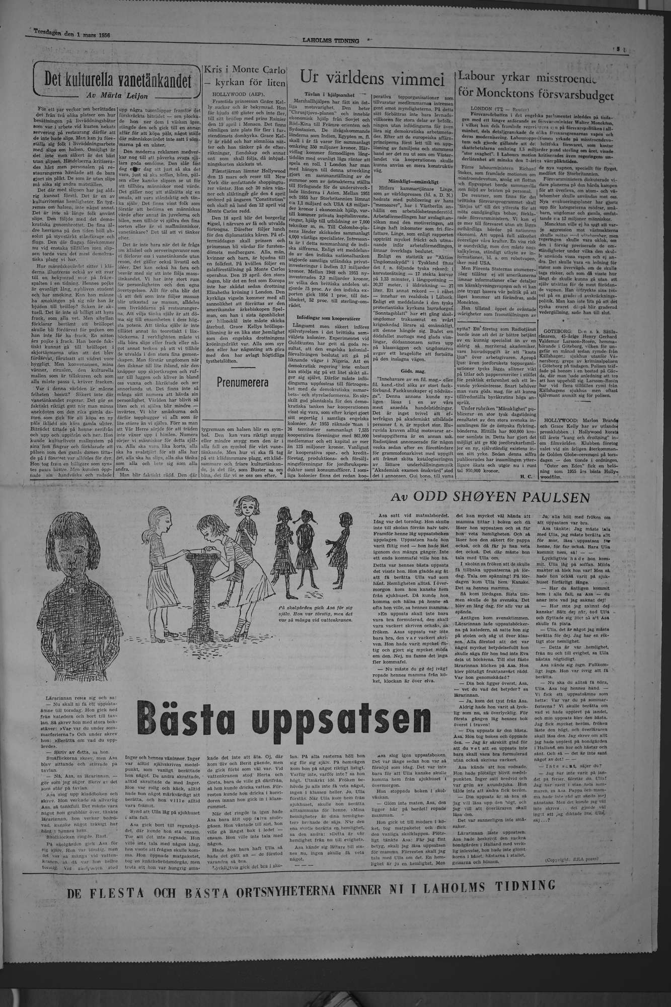 Laholms Tidning Torsdag 1 mars 1956, sida 5