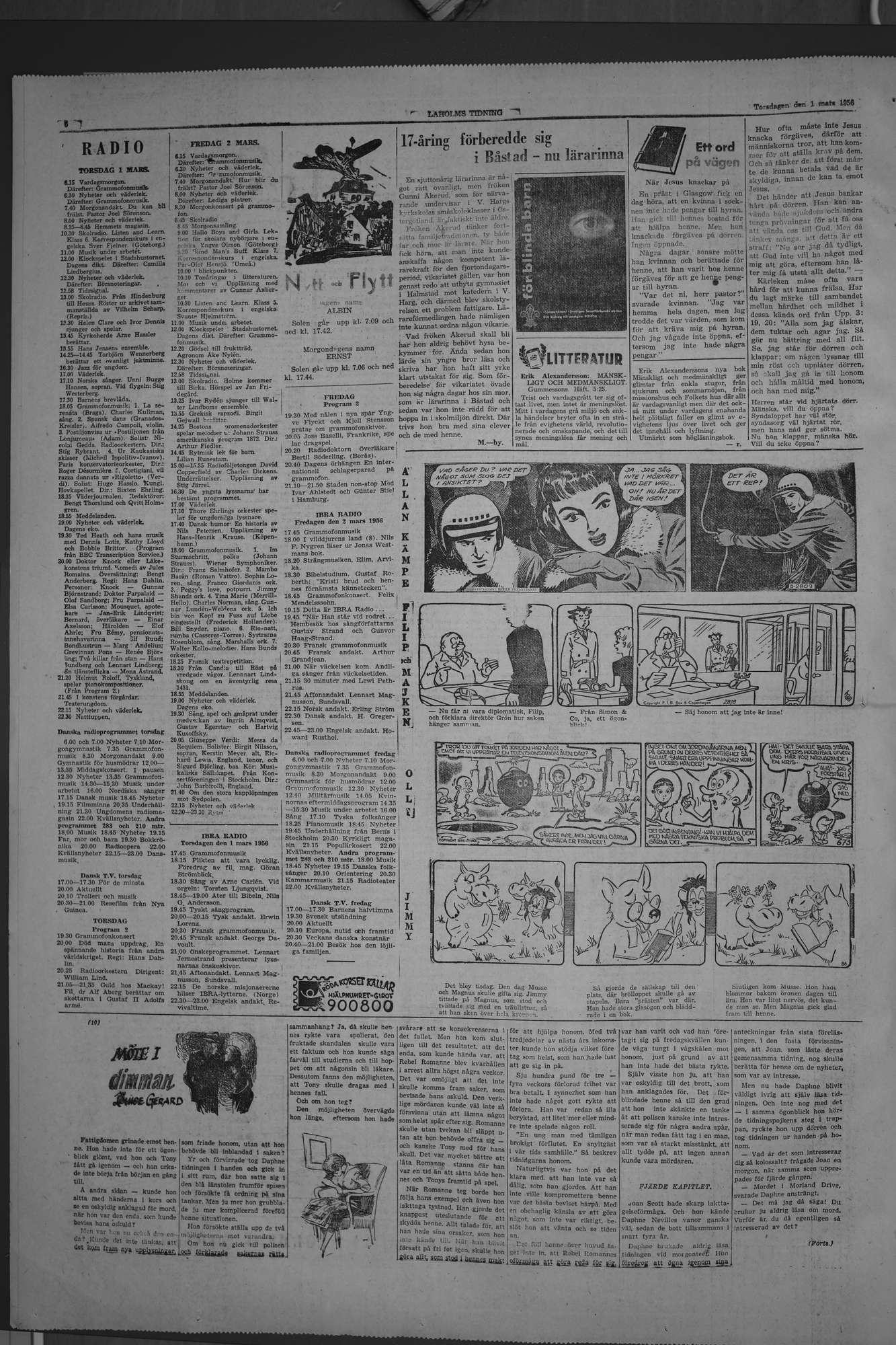 Laholms Tidning Torsdag 1 mars 1956, sida 6