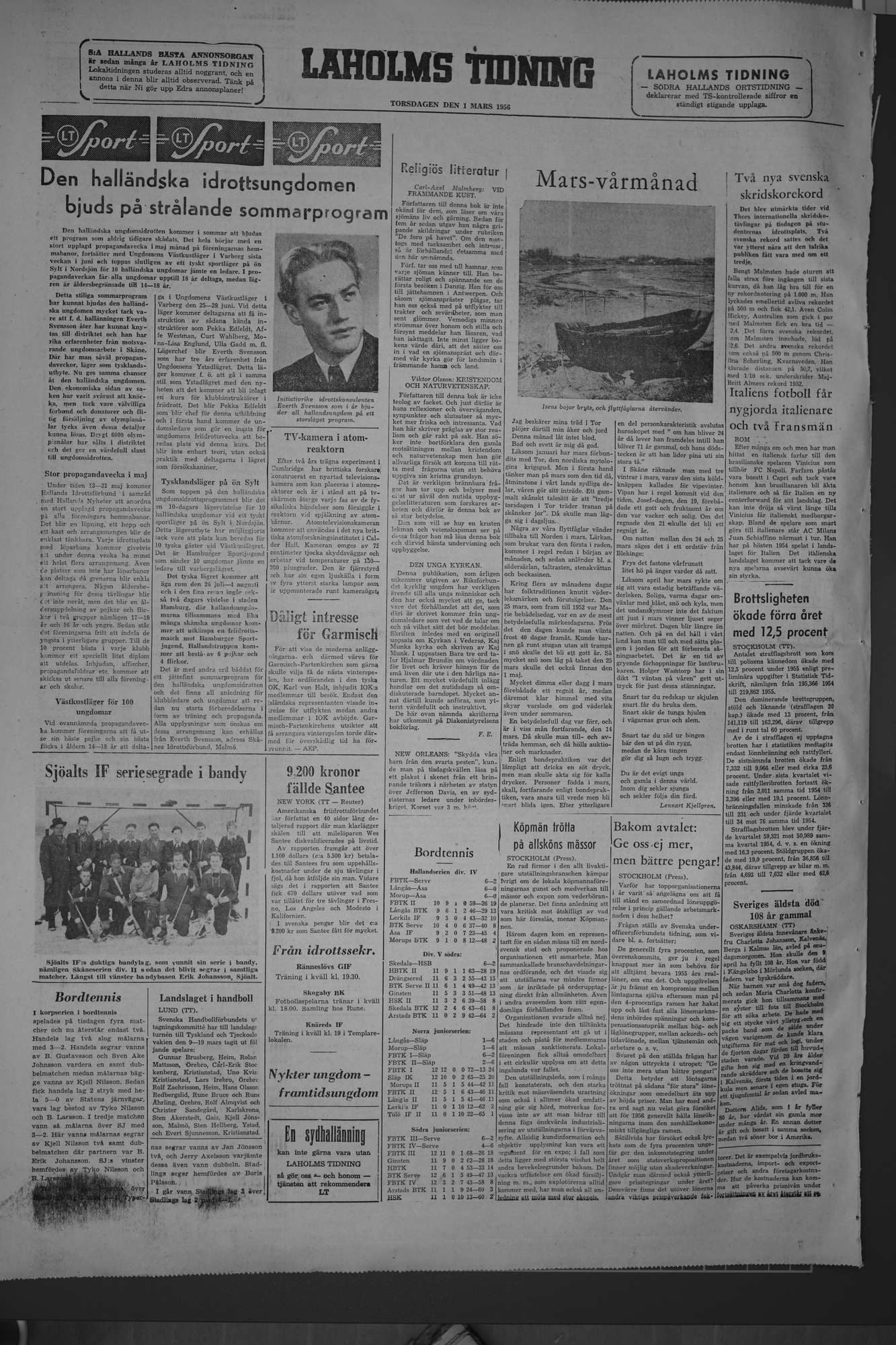 Laholms Tidning Torsdag 1 mars 1956, sida 8
