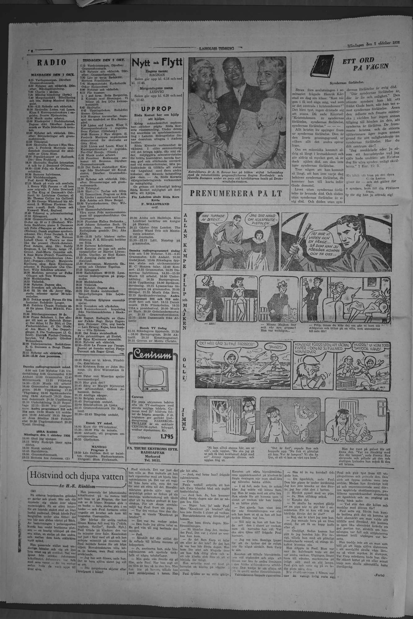 Laholms Tidning Måndag 1 oktober 1956, sida 6