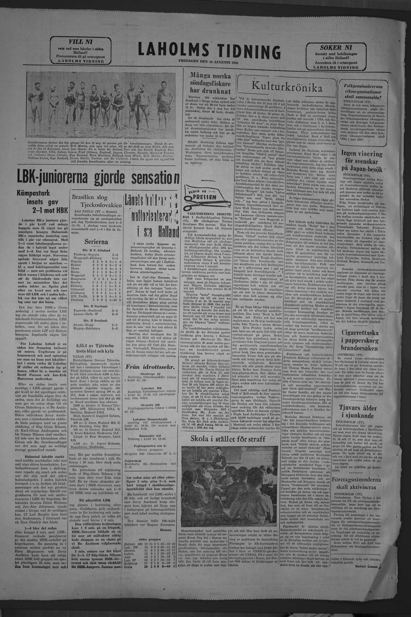 Laholms Tidning Fredag 10 augusti 1956, sida 8