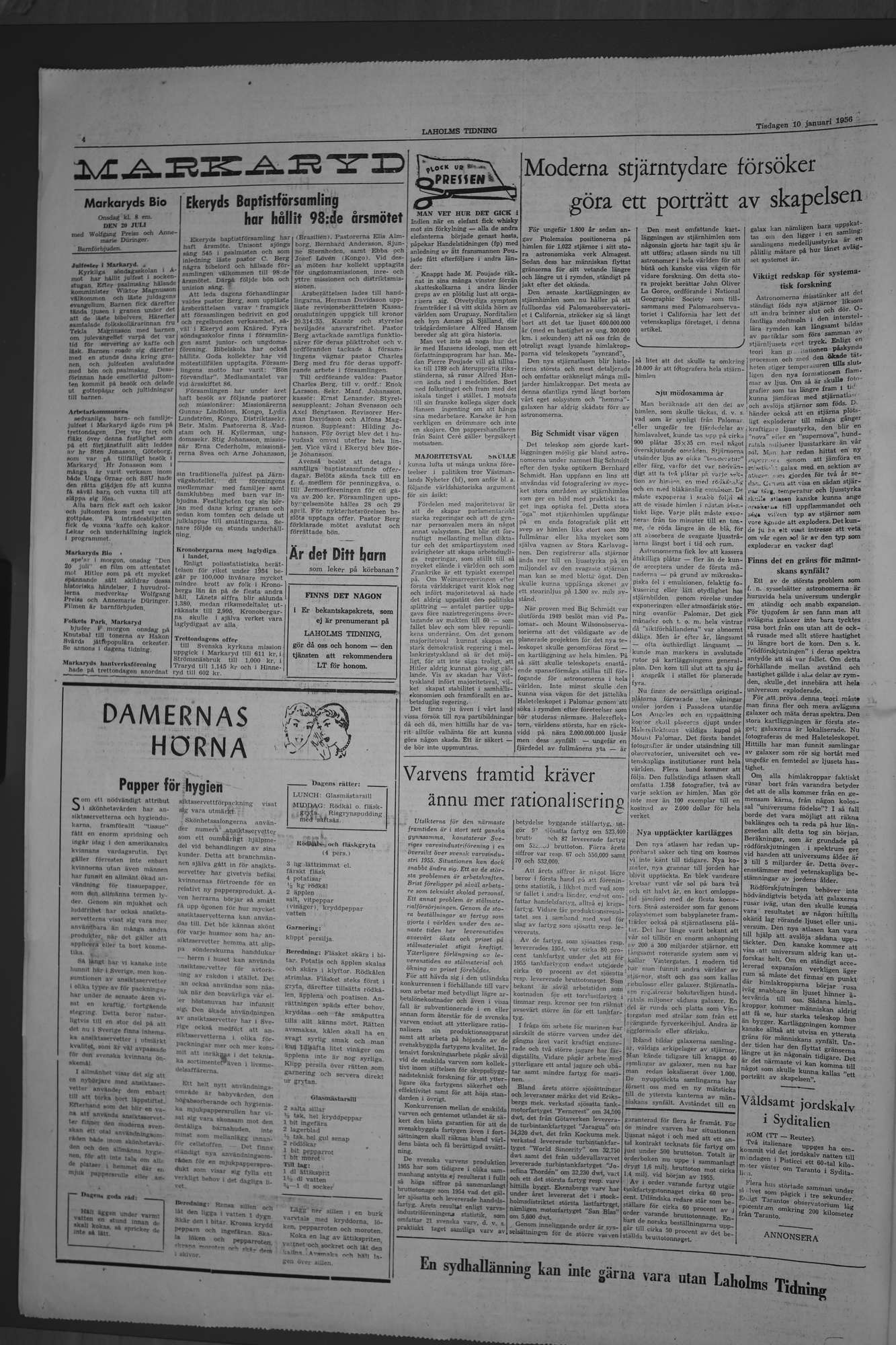 Laholms Tidning Tisdag 10 januari 1956, sida 4
