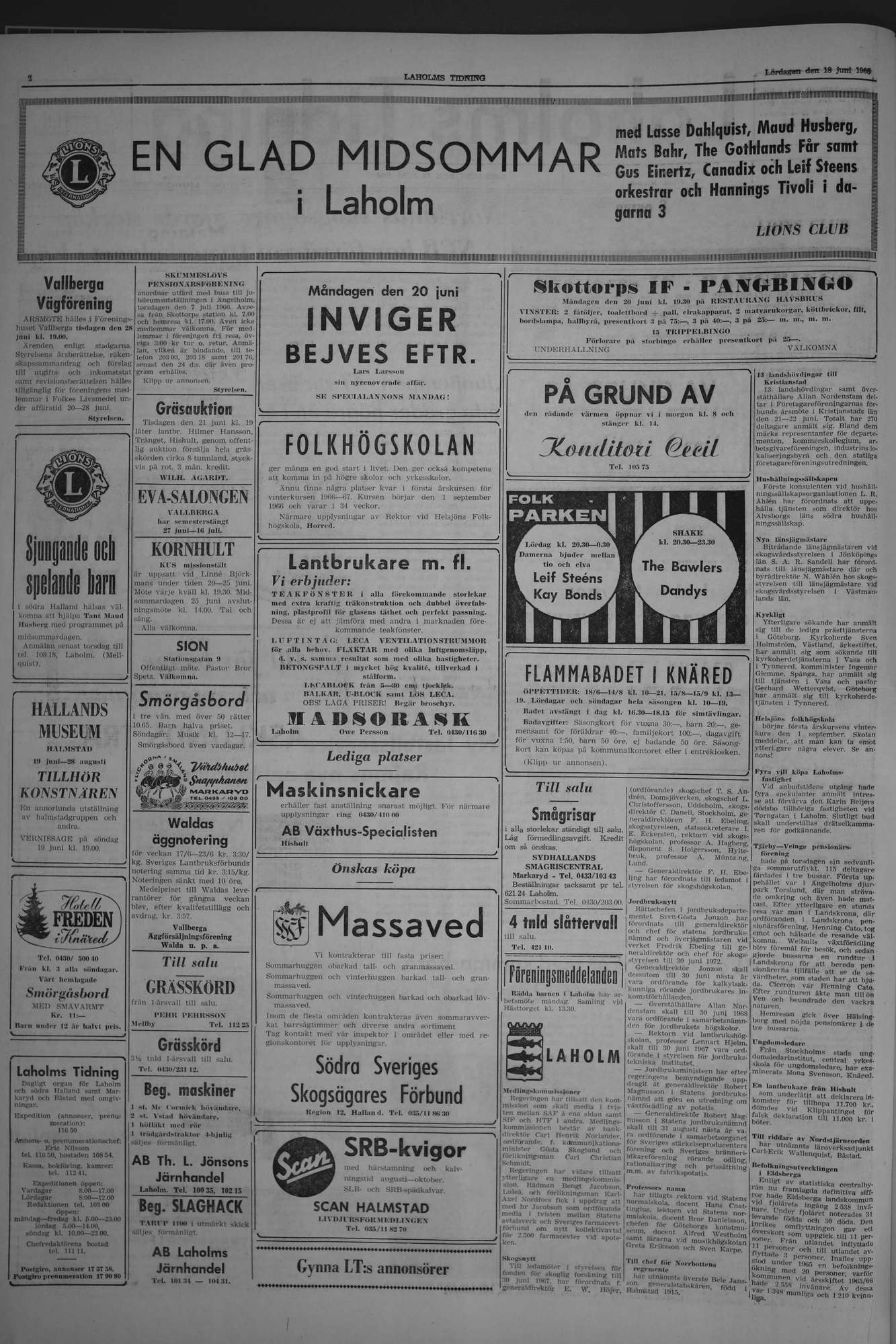 Laholms Tidning Lördag 18 juni 1966, sida 2