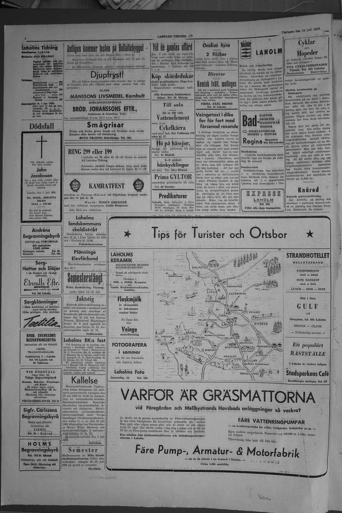 Laholms Tidning Tisdag 10 juli 1956, sida 2