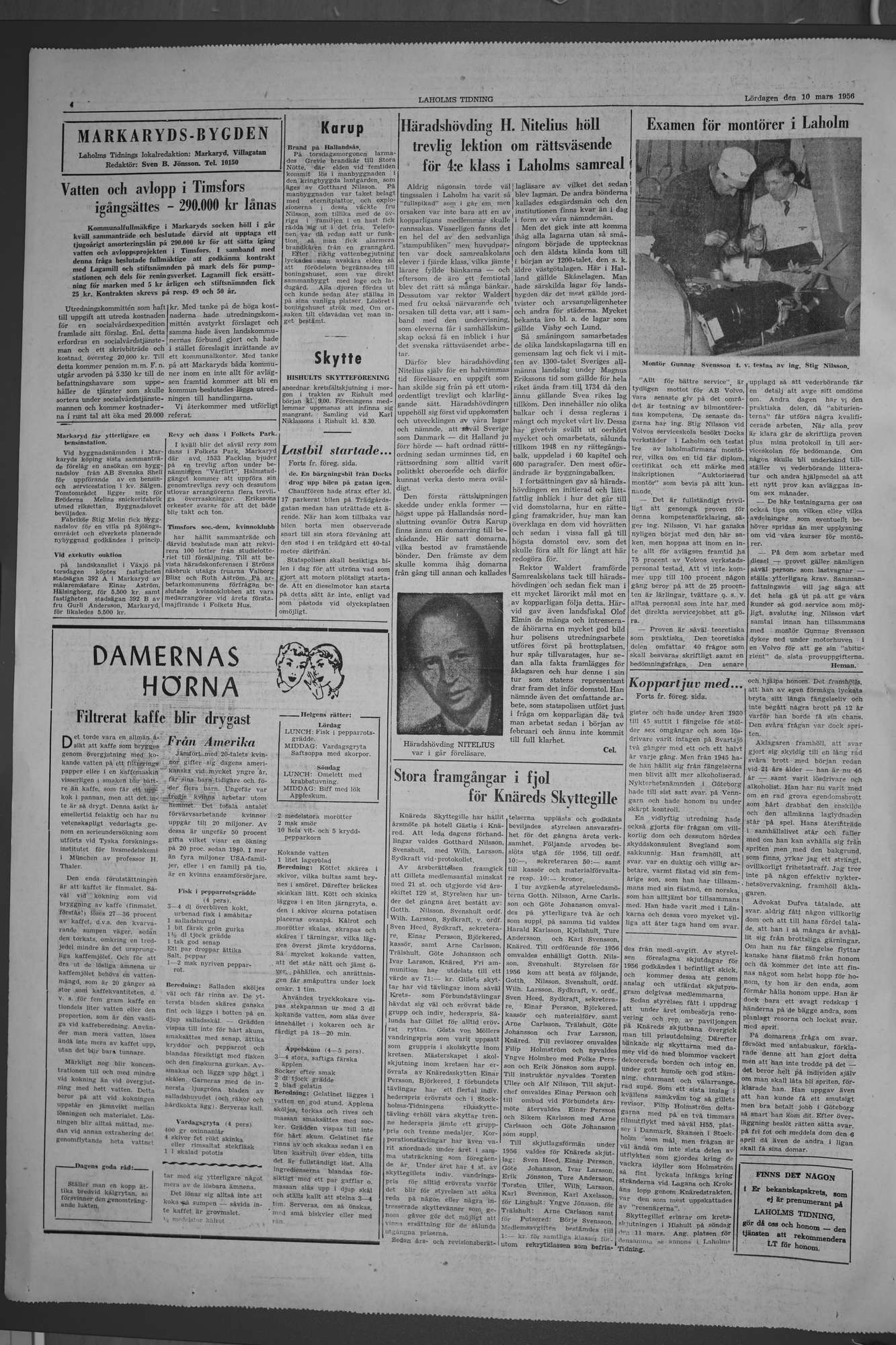 Laholms Tidning Lördag 10 mars 1956, sida 4