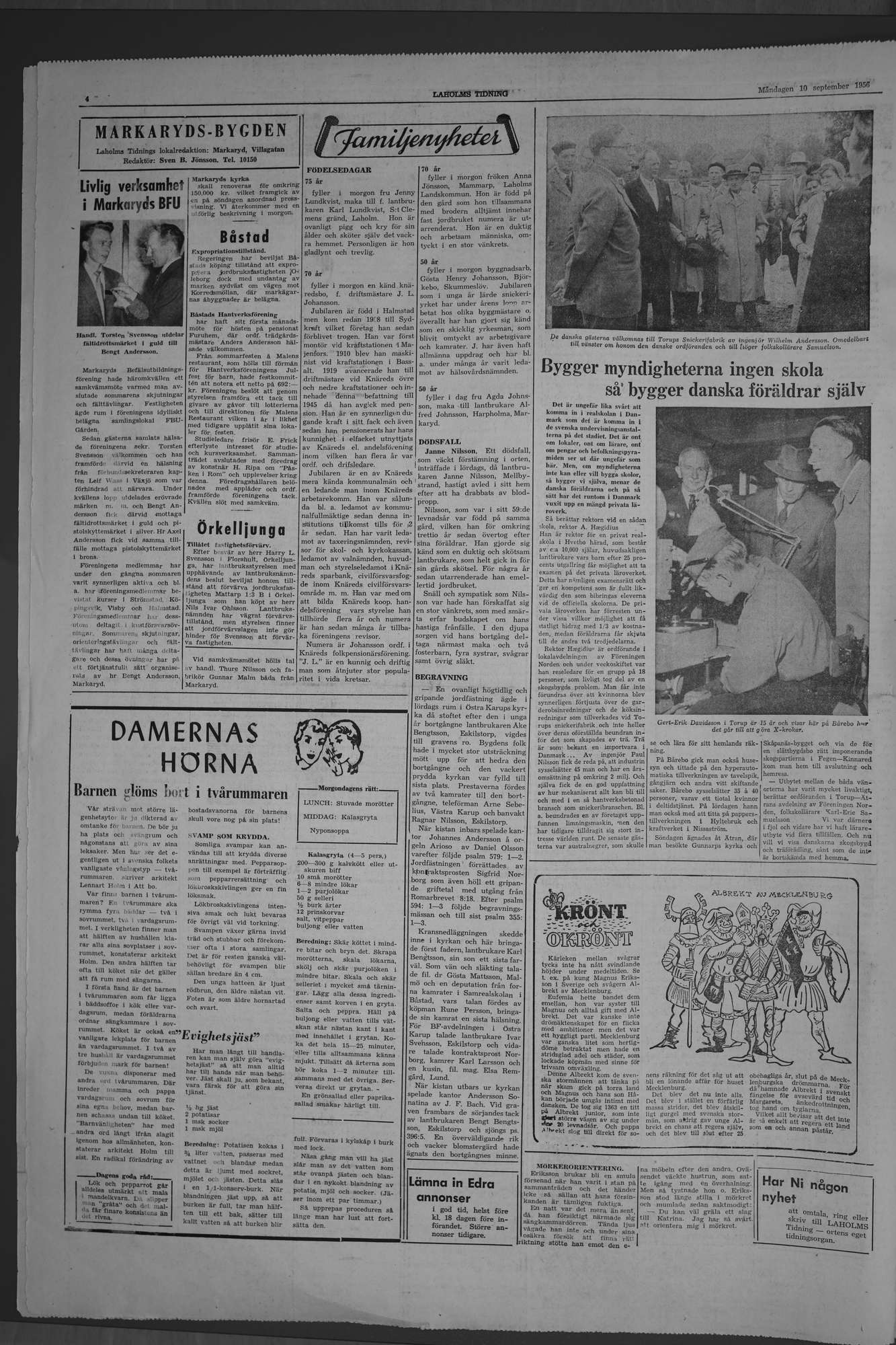Laholms Tidning Måndag 10 september 1956, sida 4
