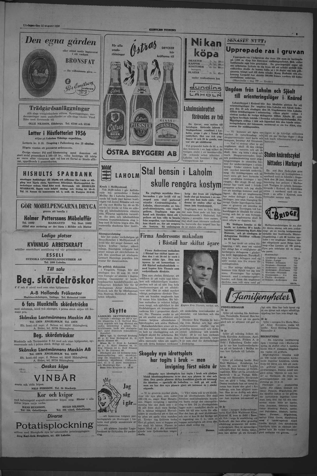 Laholms Tidning Lördag 11 augusti 1956, sida 3