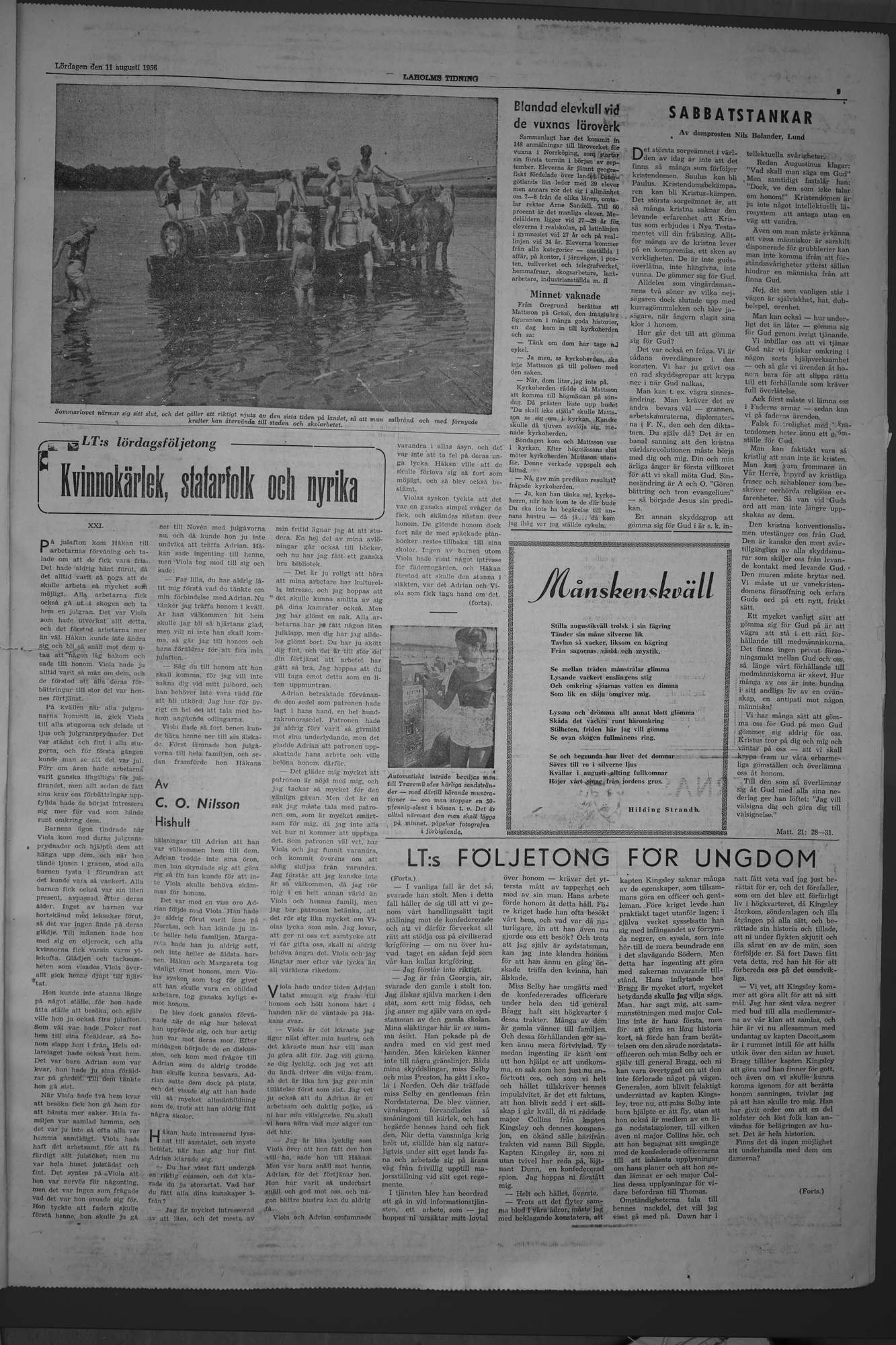 Laholms Tidning Lördag 11 augusti 1956, sida 5