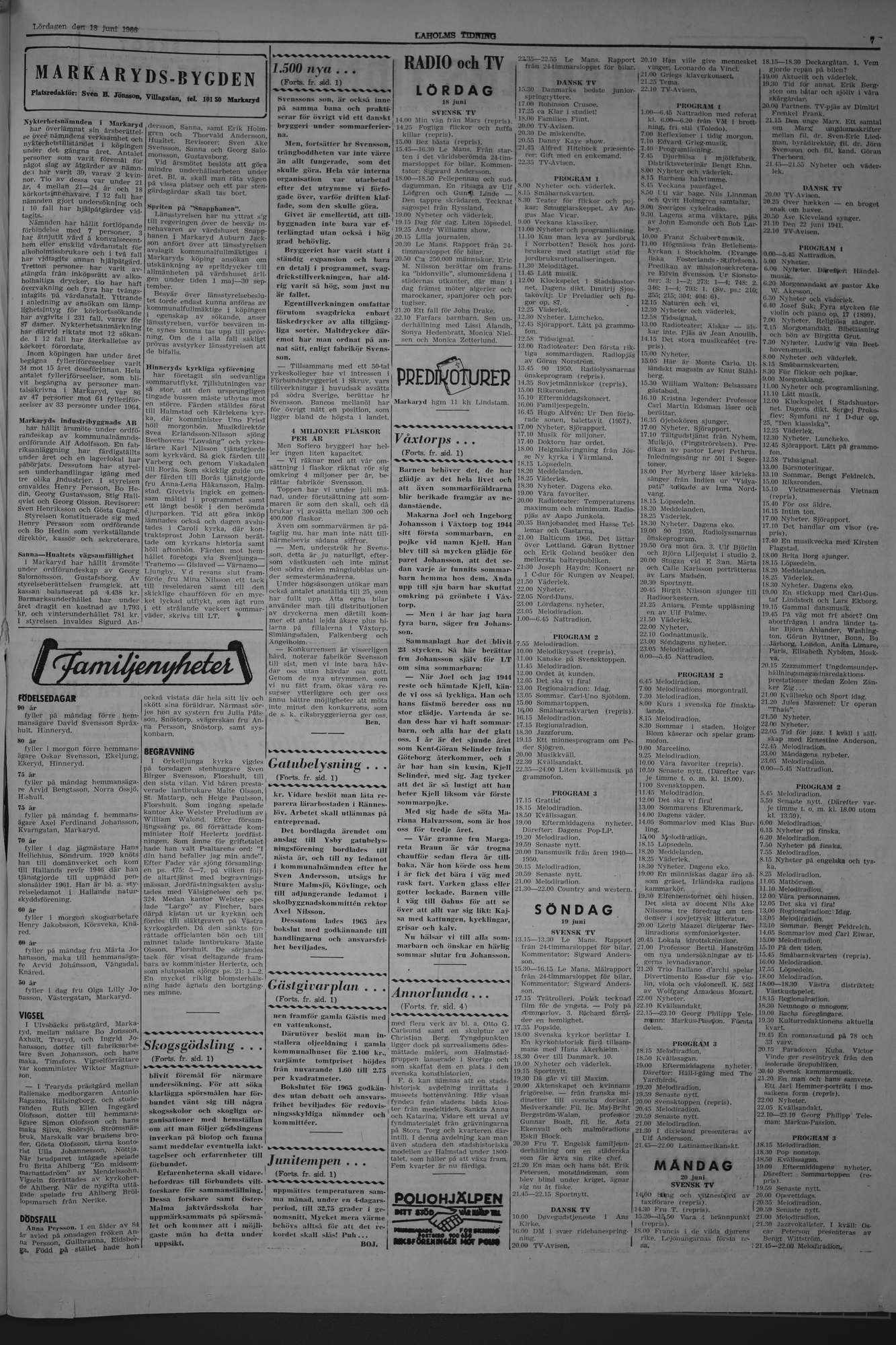 Laholms Tidning Lördag 18 juni 1966, sida 7