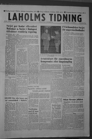 Förstasidan, Tisdag 11 december 1956