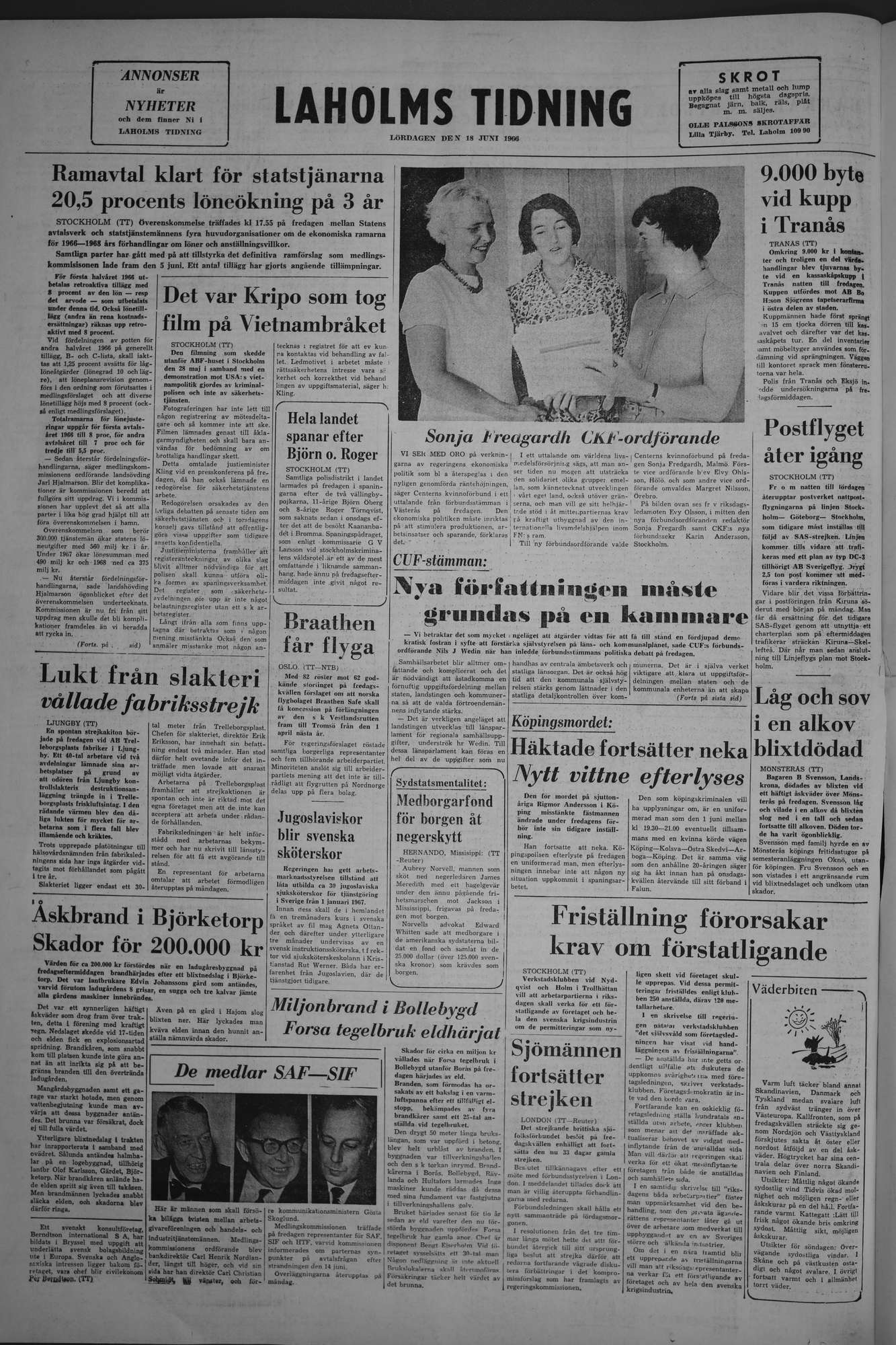 Laholms Tidning Lördag 18 juni 1966, sida 8
