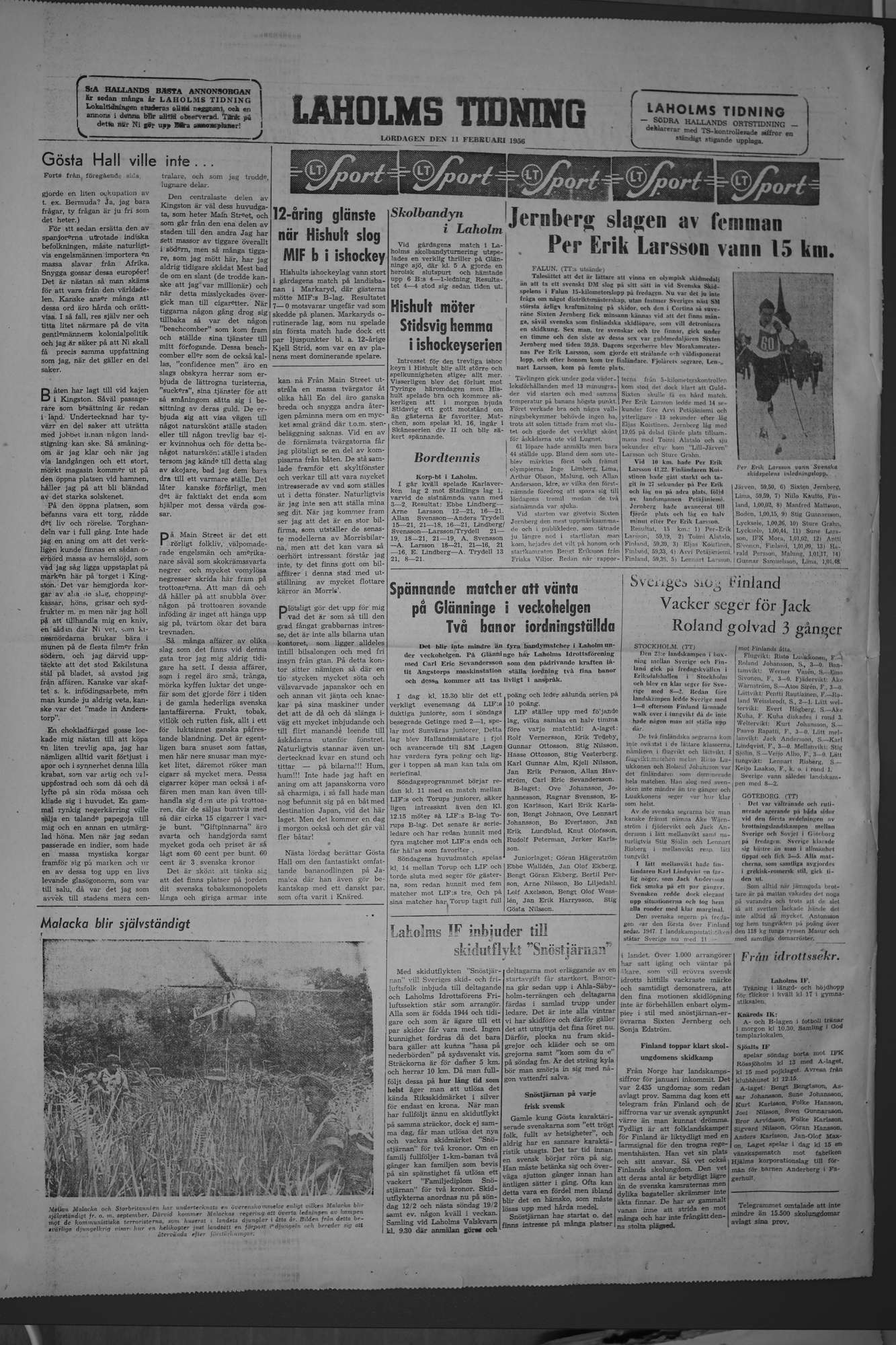 Laholms Tidning Lördag 11 februari 1956, sida 8