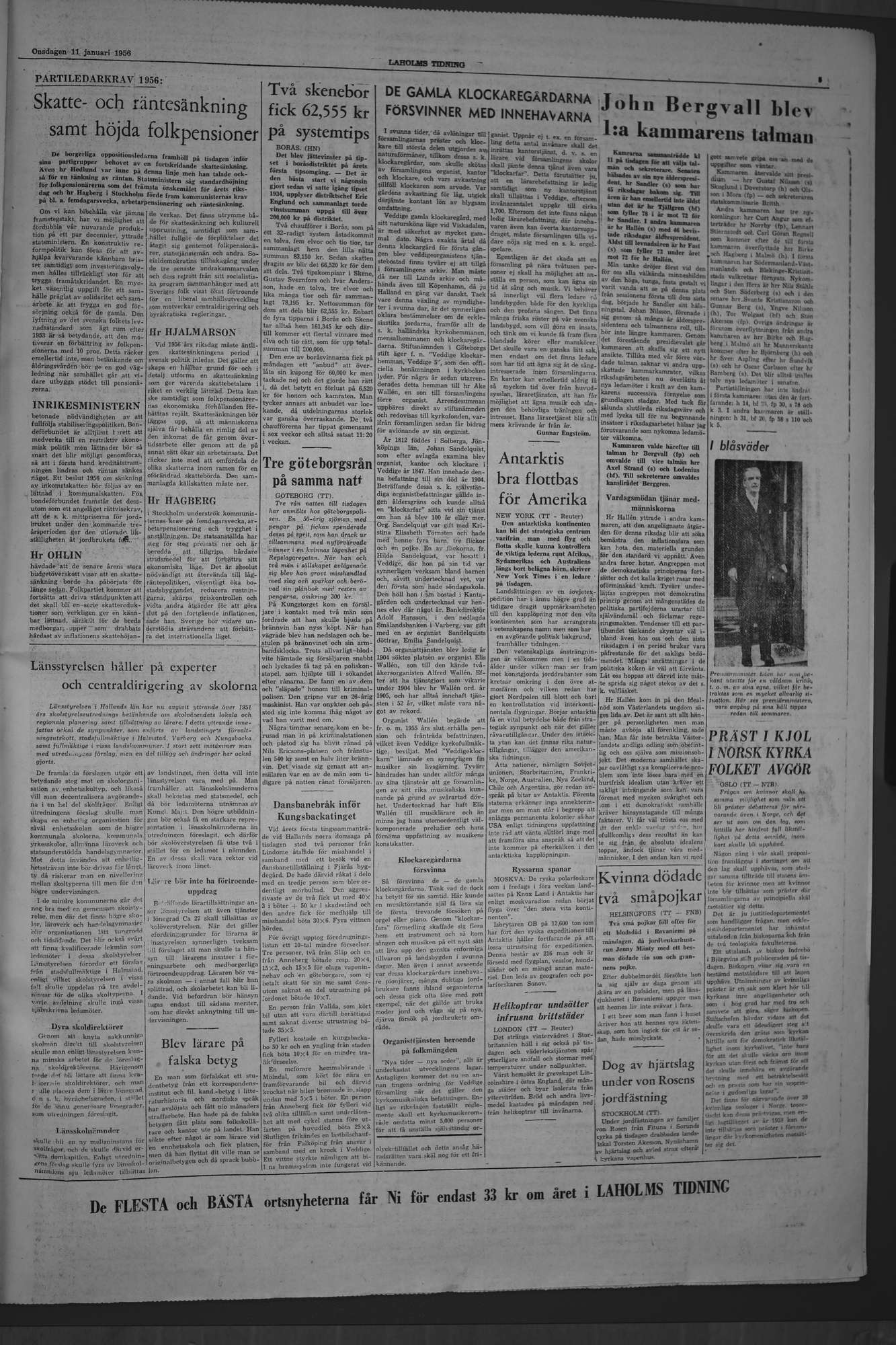 Laholms Tidning Onsdag 11 januari 1956, sida 5