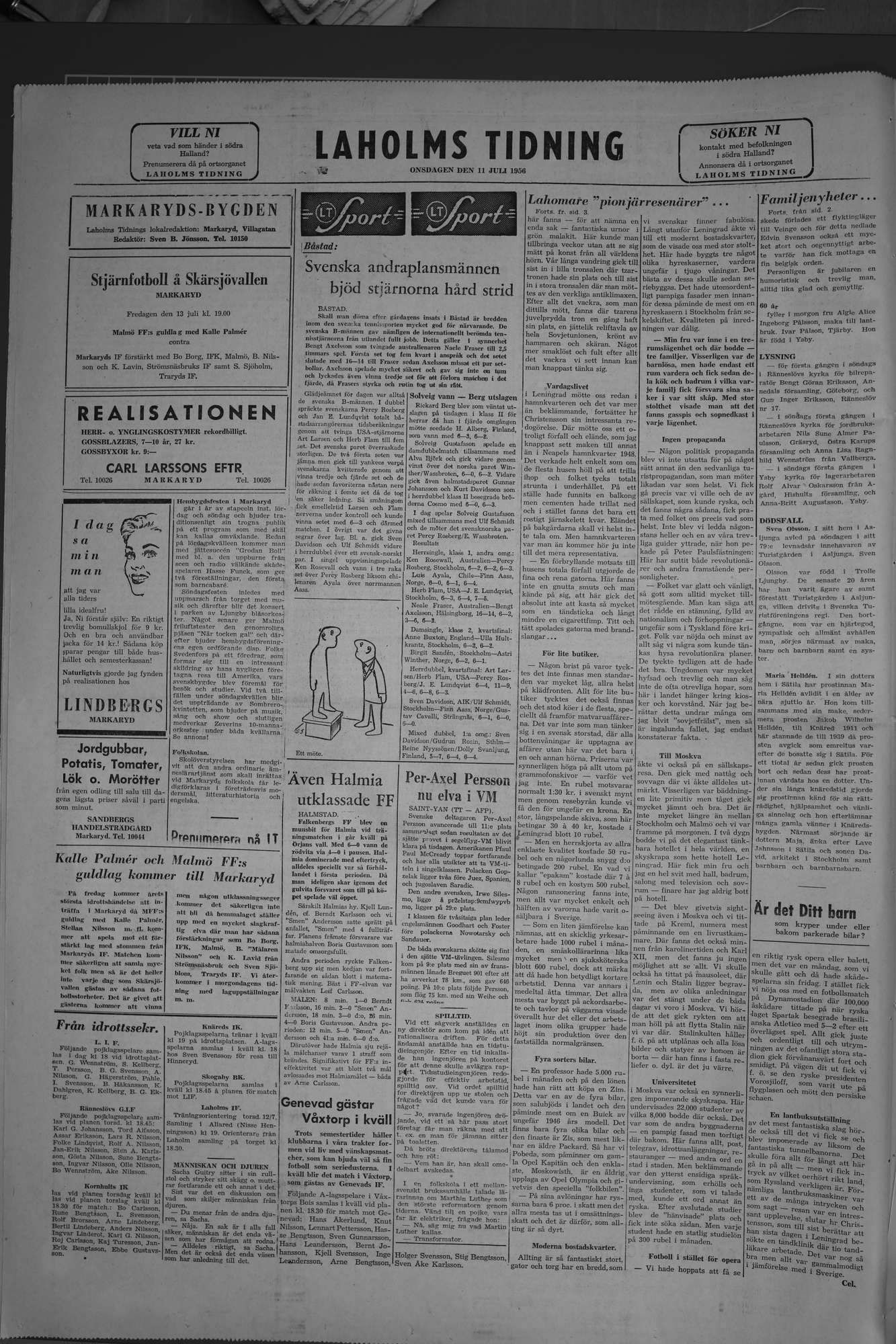 Laholms Tidning Onsdag 11 juli 1956, sida 6