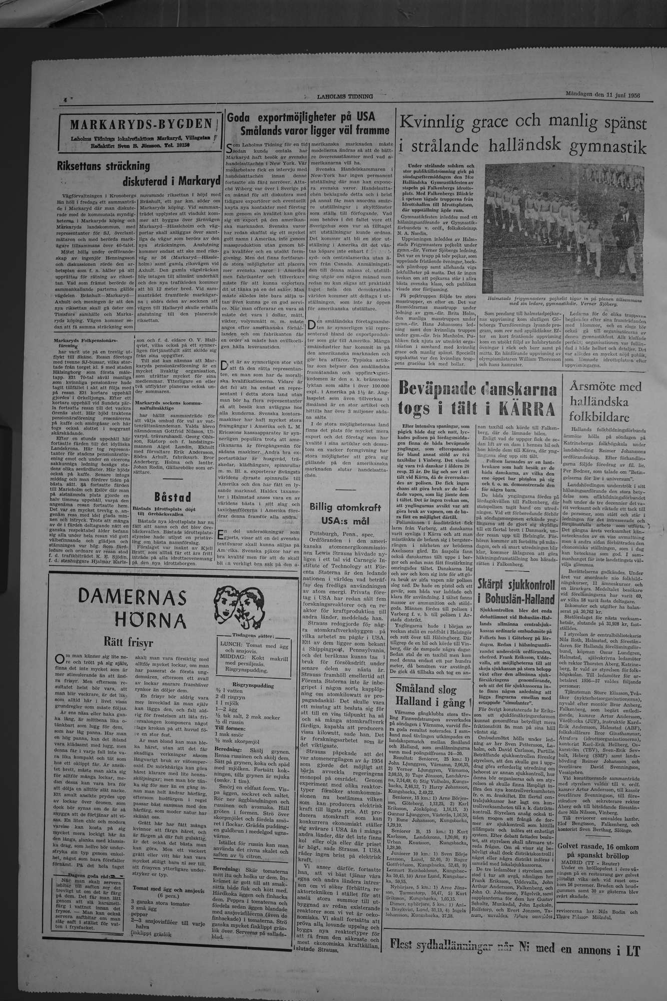 Laholms Tidning Måndag 11 juni 1956, sida 4
