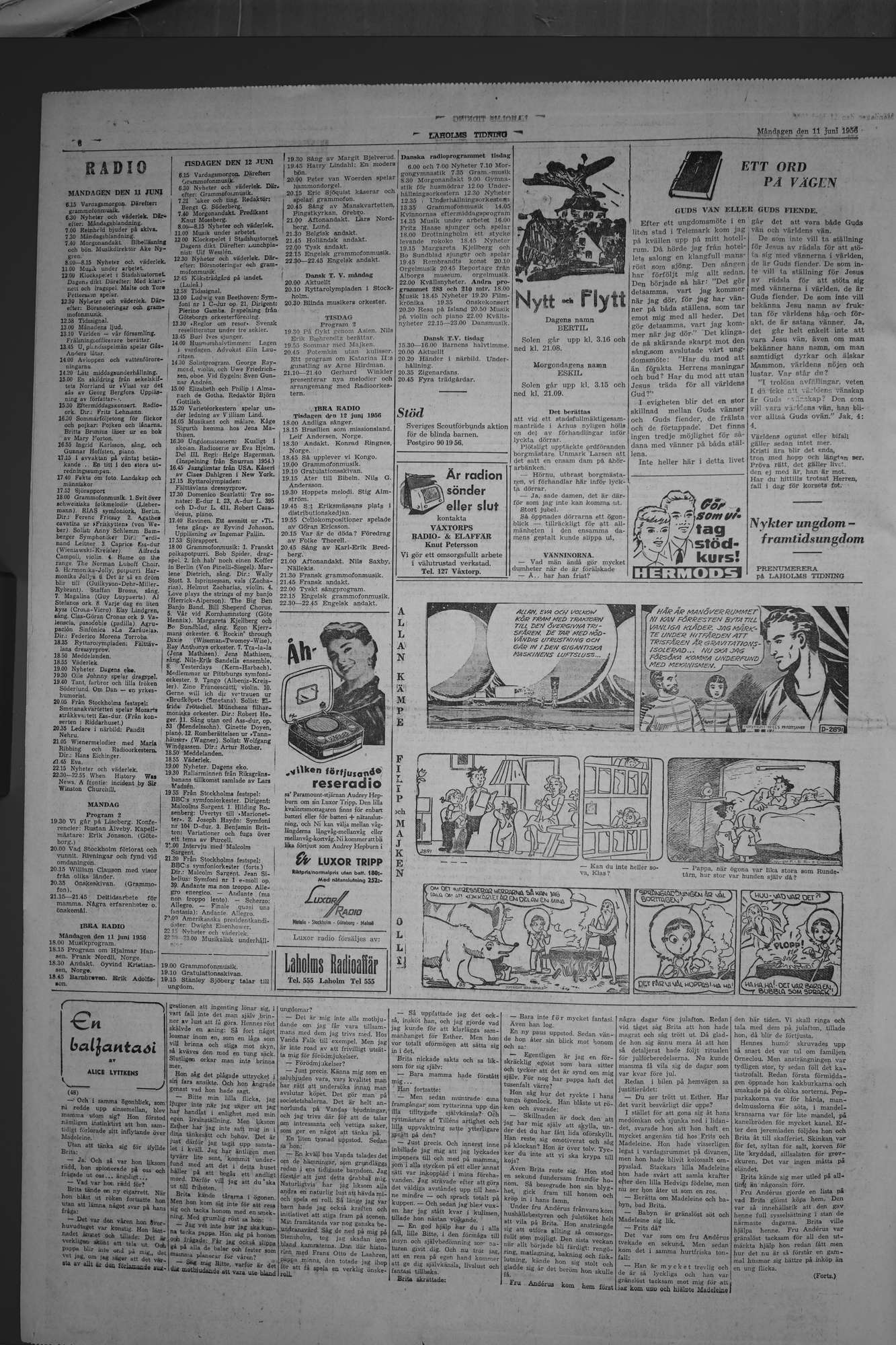Laholms Tidning Måndag 11 juni 1956, sida 6