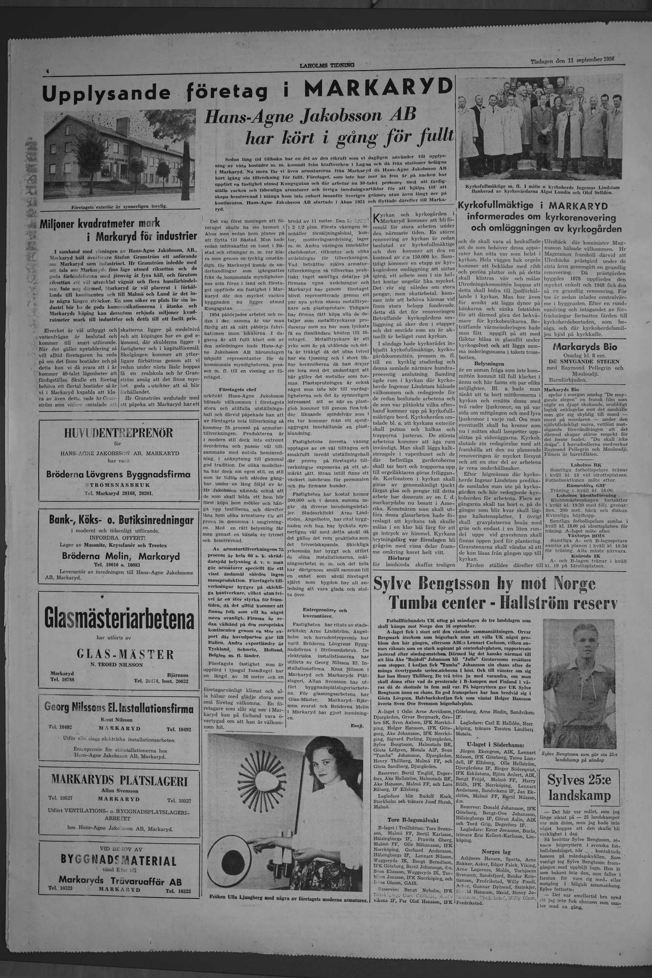 Laholms Tidning Tisdag 11 september 1956, sida 4