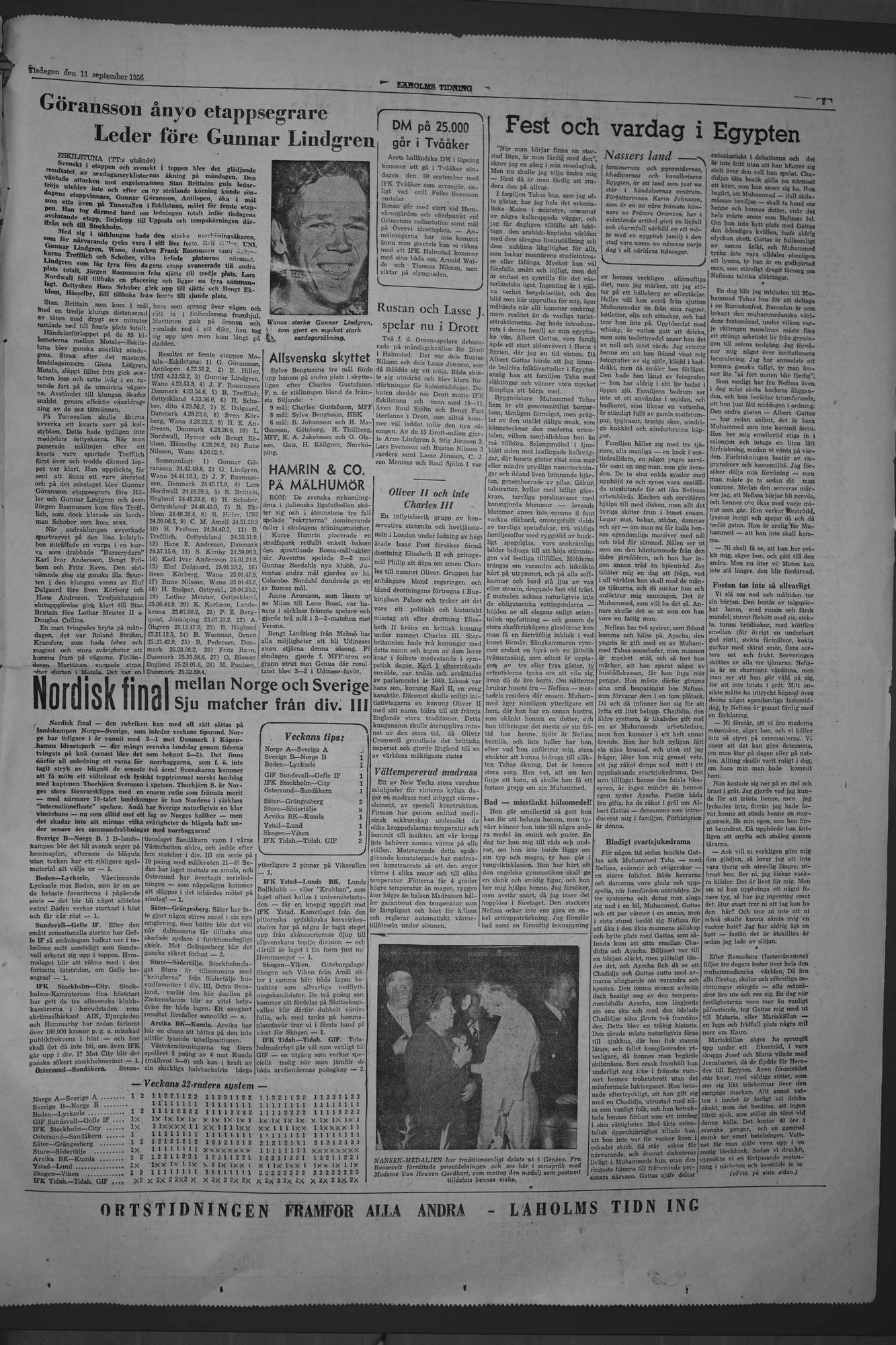 Laholms Tidning Tisdag 11 september 1956, sida 7