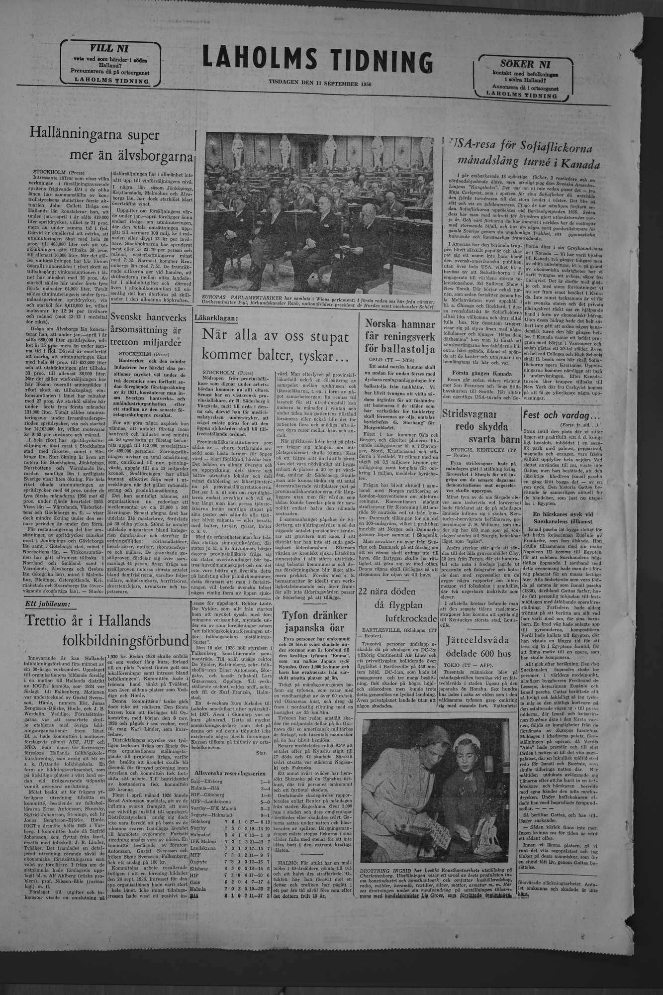 Laholms Tidning Tisdag 11 september 1956, sida 8