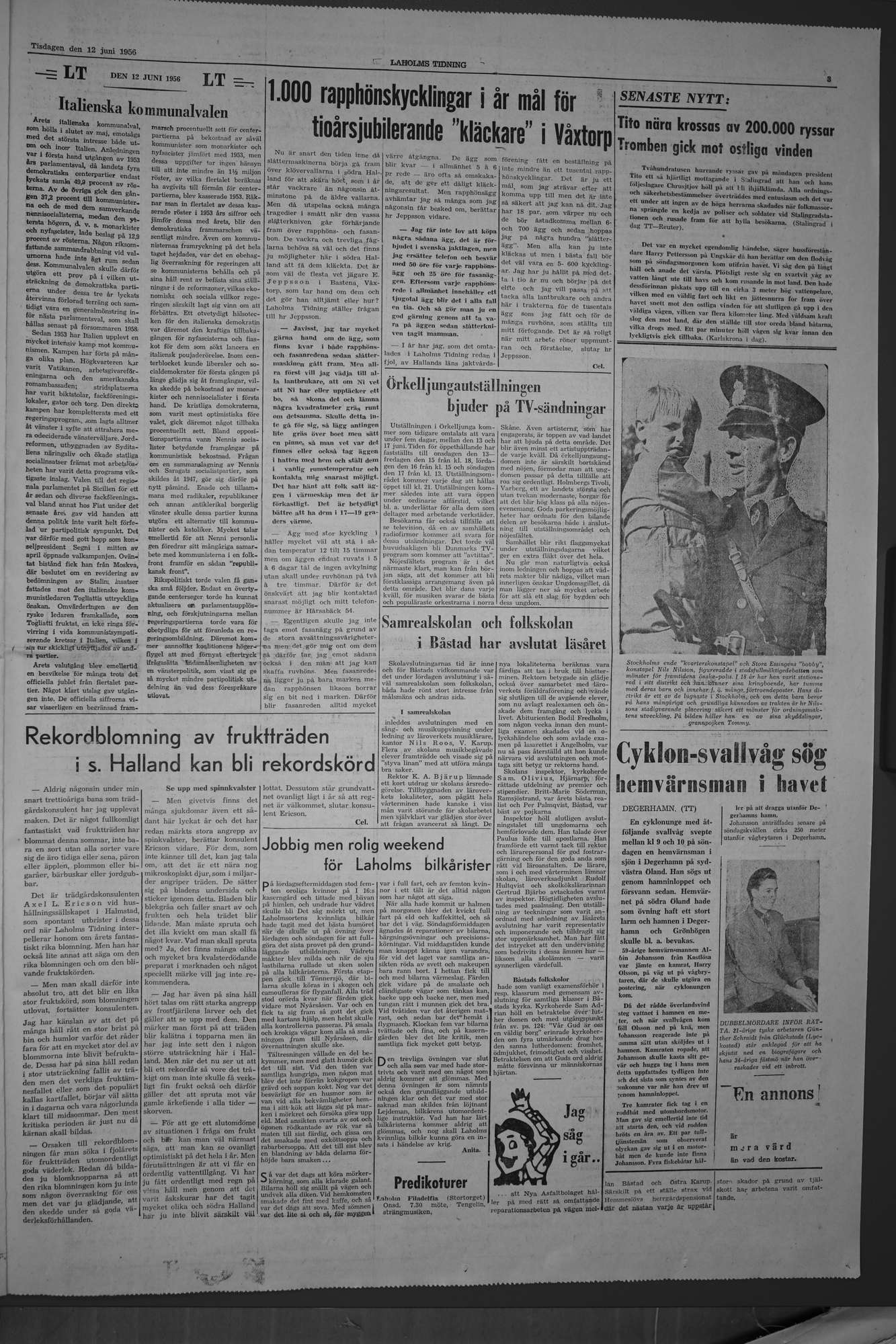 Laholms Tidning Tisdag 12 juni 1956, sida 3