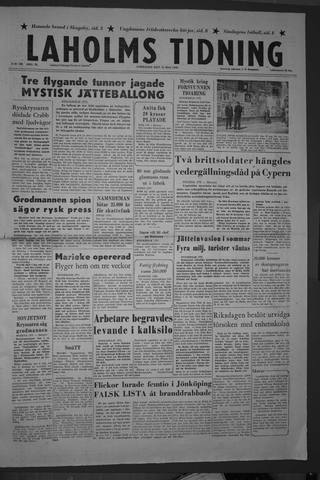 Förstasidan, Lördag 12 maj 1956