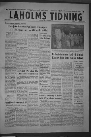 Förstasidan, Måndag 12 november 1956