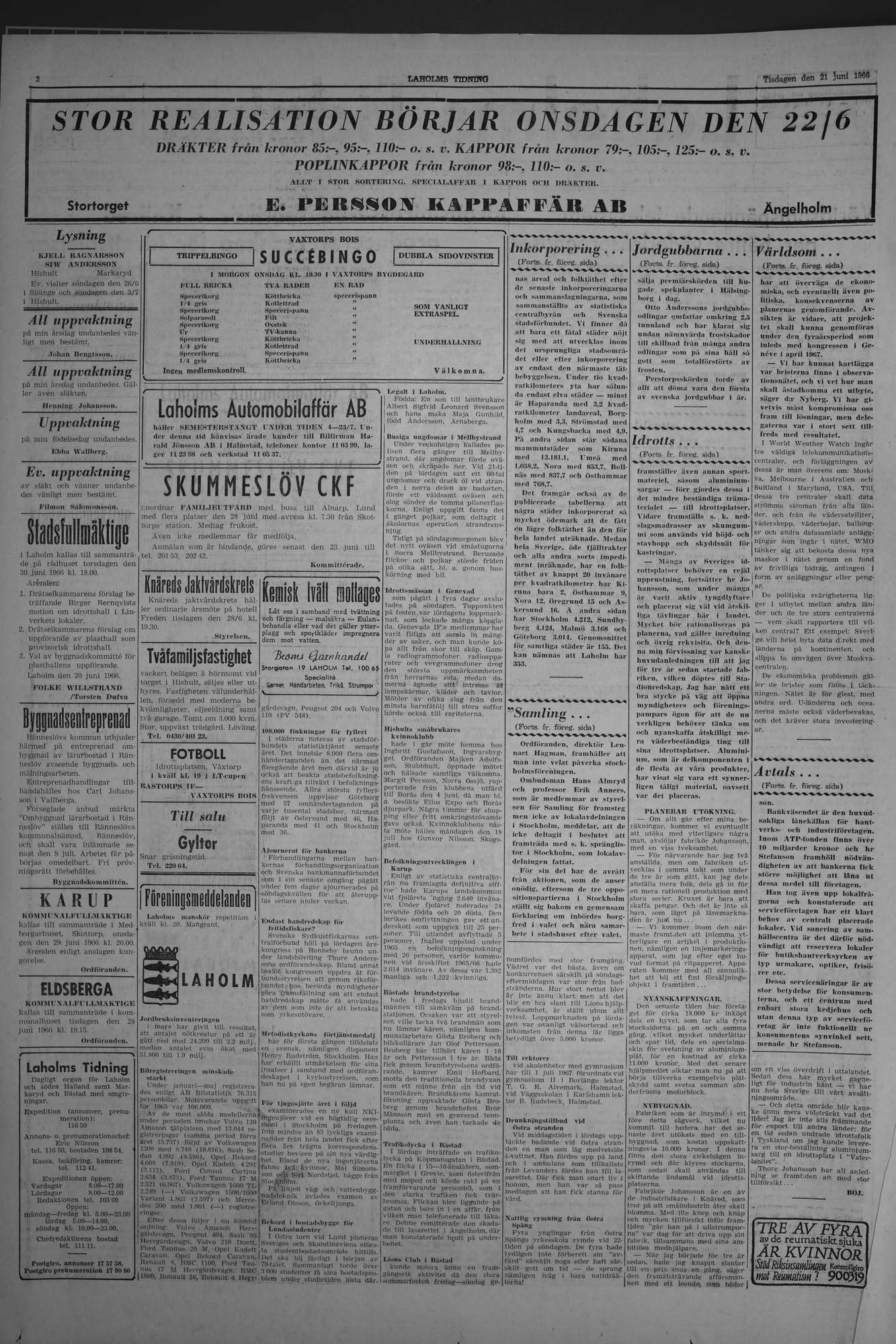 Laholms Tidning Tisdag 21 juni 1966, sida 2