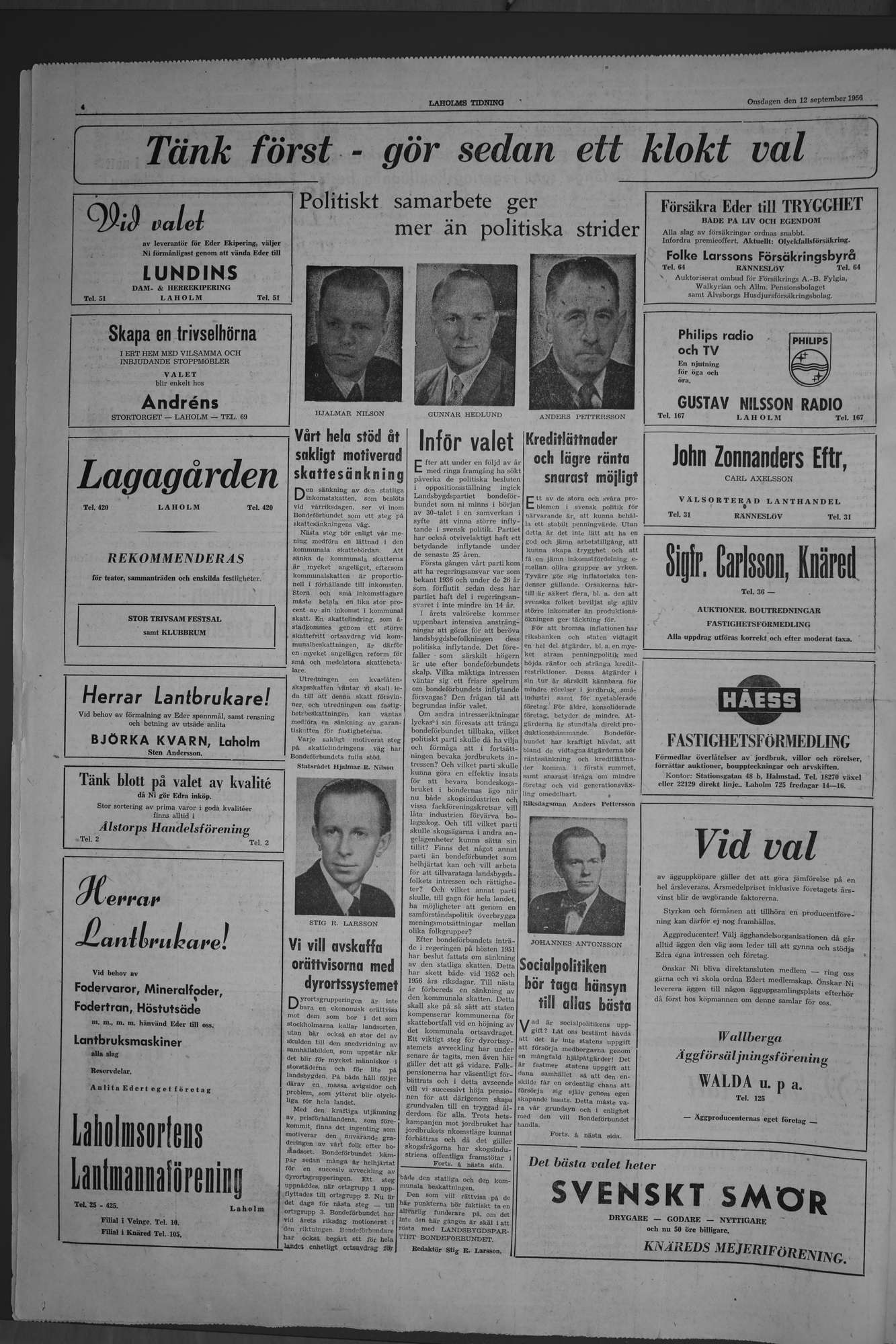 Laholms Tidning Onsdag 12 september 1956, sida 4