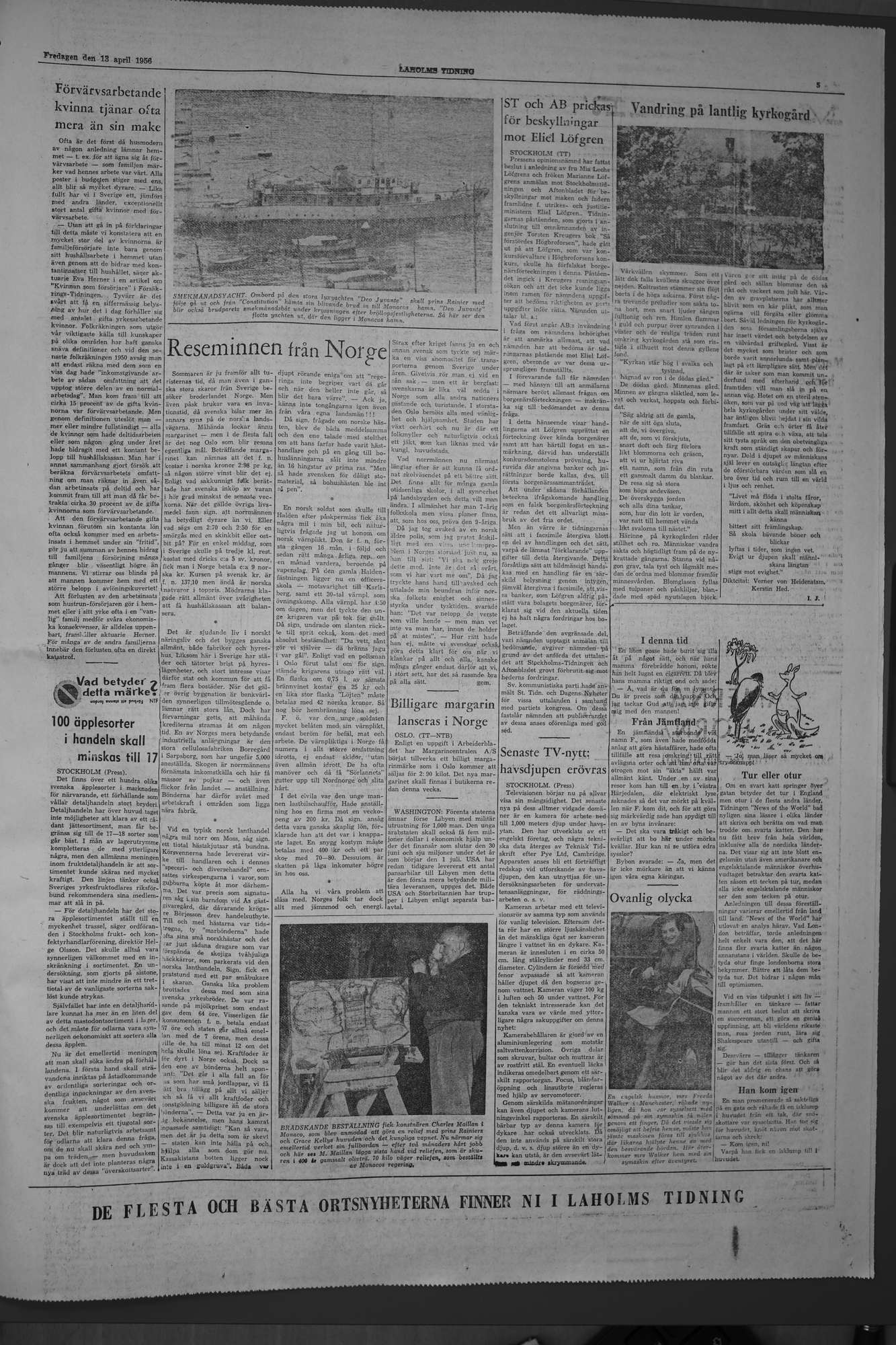 Laholms Tidning Fredag 13 april 1956, sida 5
