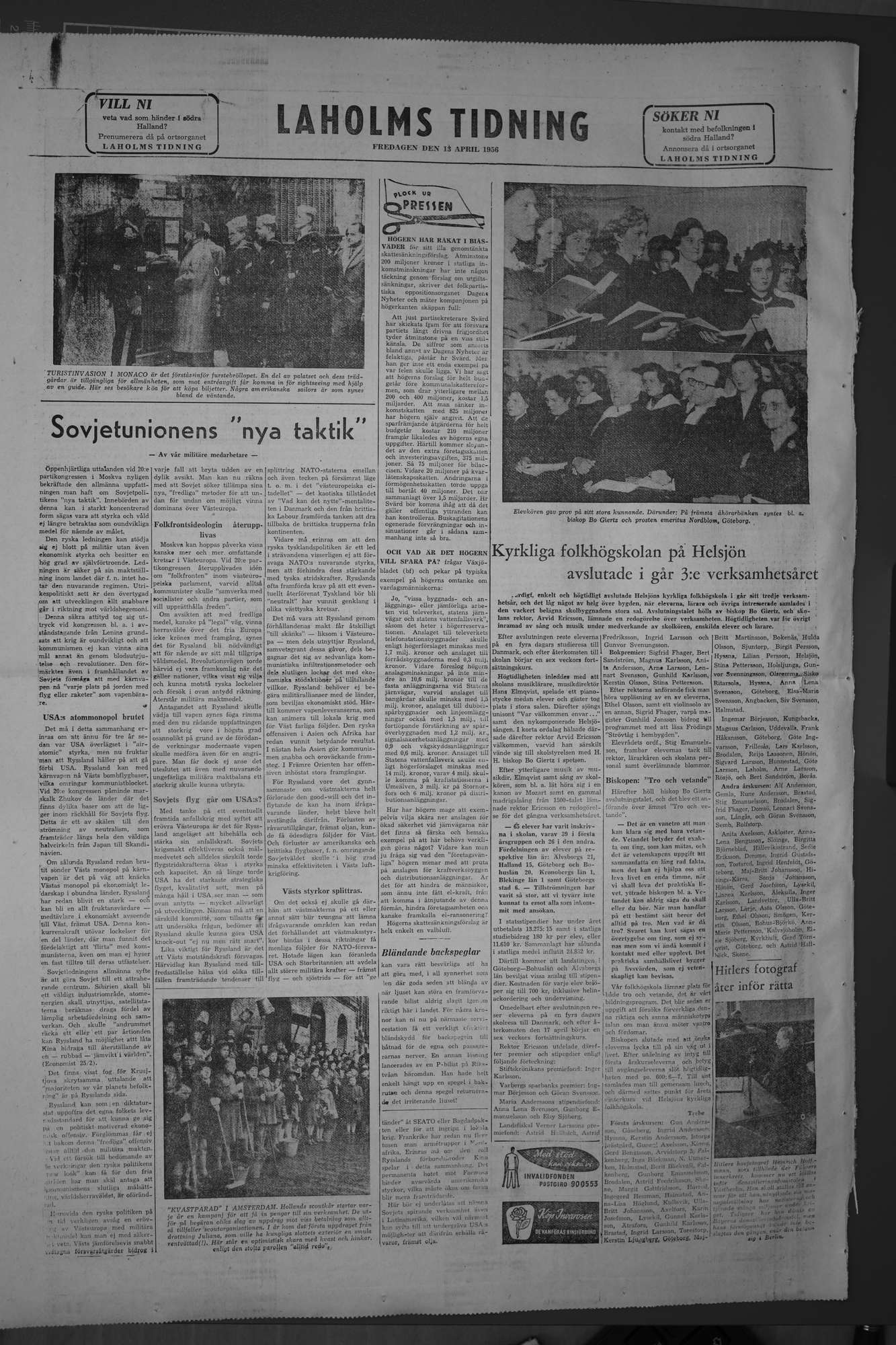 Laholms Tidning Fredag 13 april 1956, sida 8