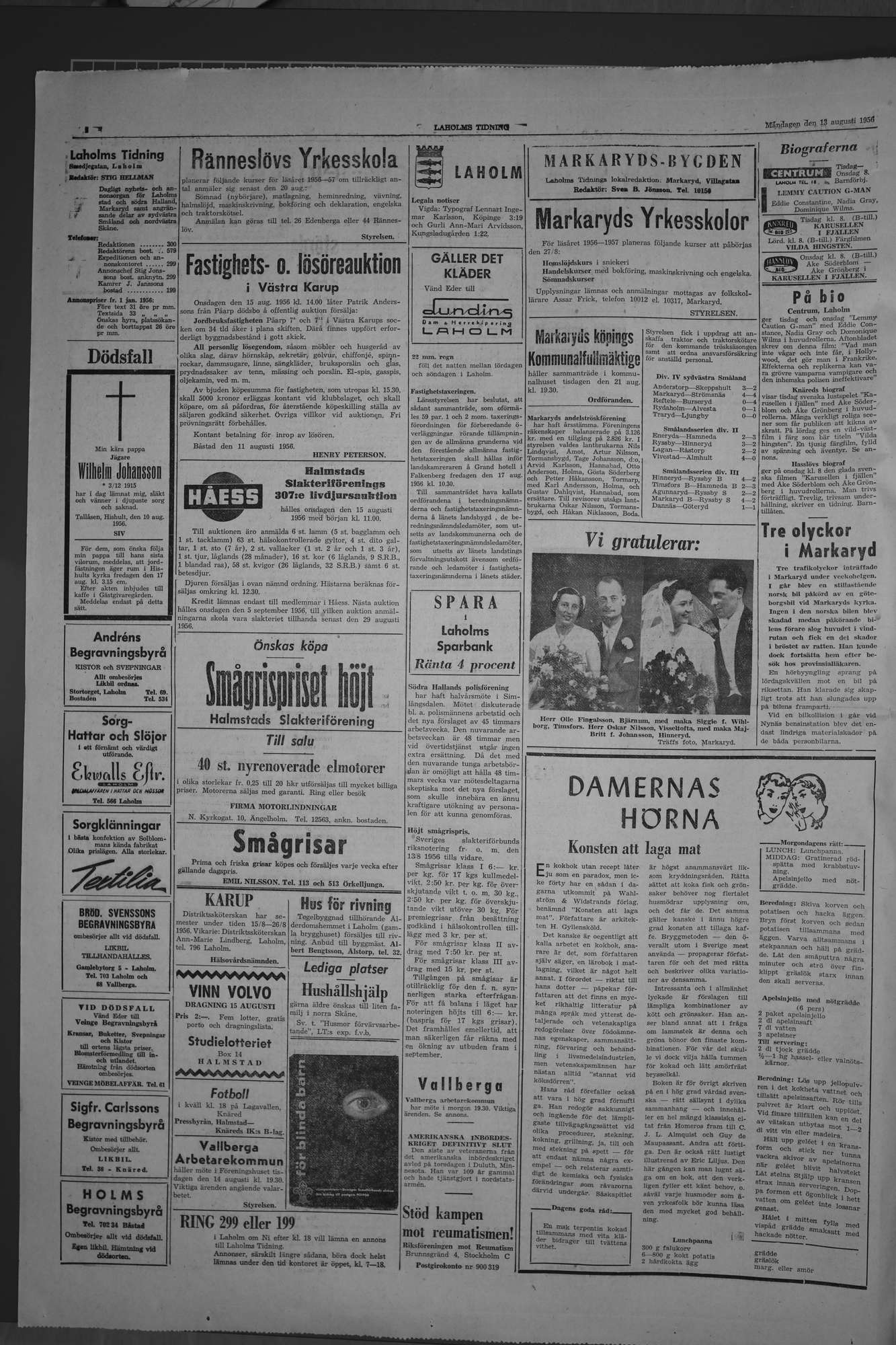 Laholms Tidning Måndag 13 augusti 1956, sida 2