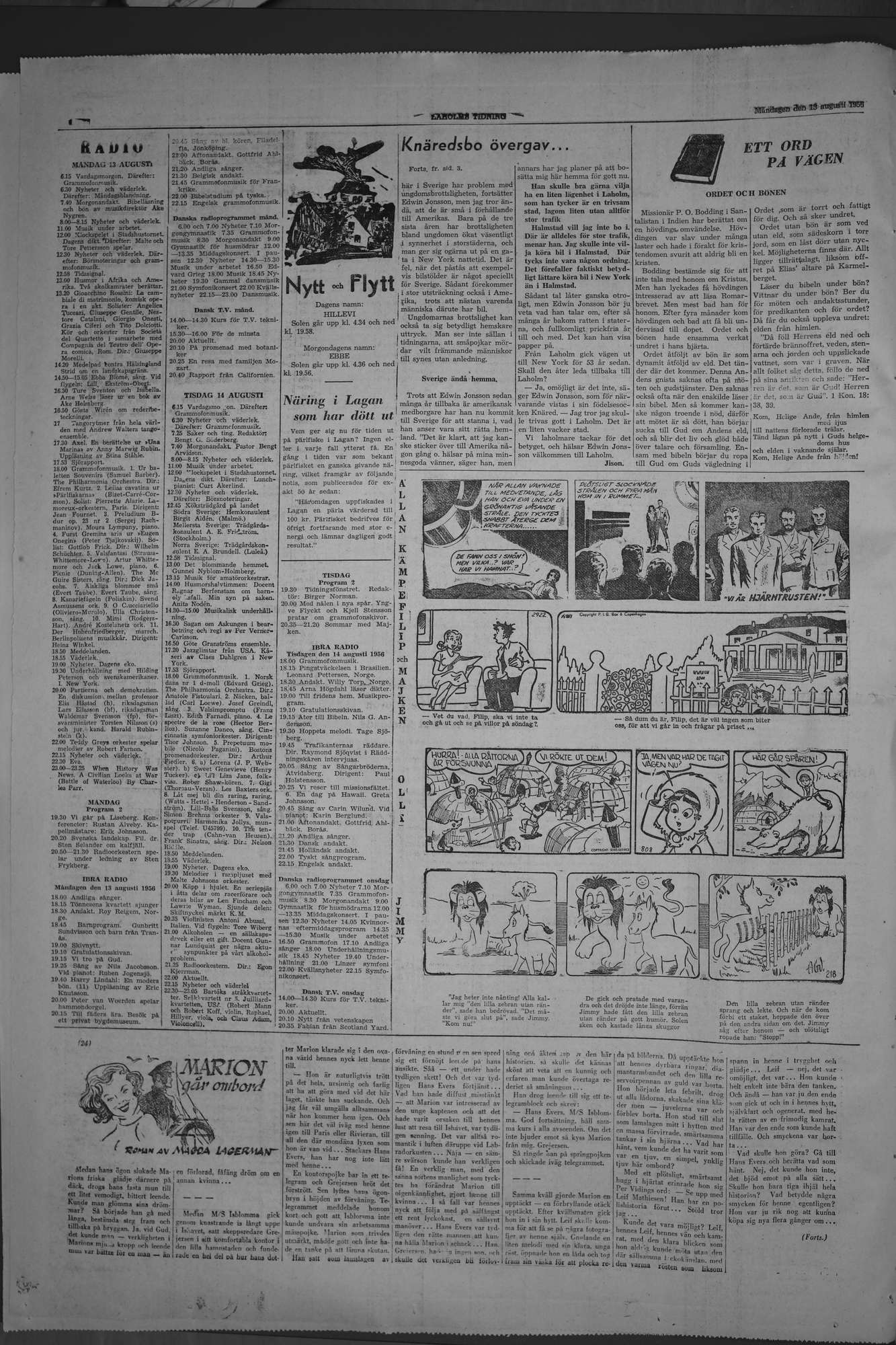 Laholms Tidning Måndag 13 augusti 1956, sida 6