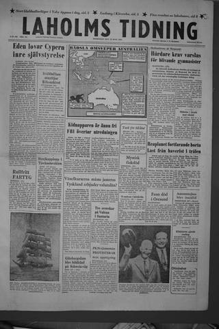 Förstasidan, Fredag 13 juli 1956