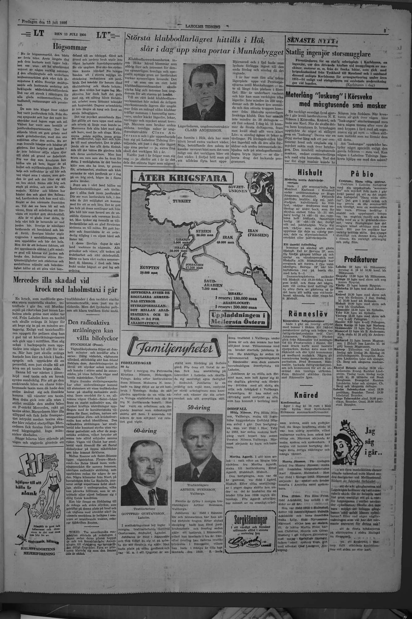 Laholms Tidning Fredag 13 juli 1956, sida 3