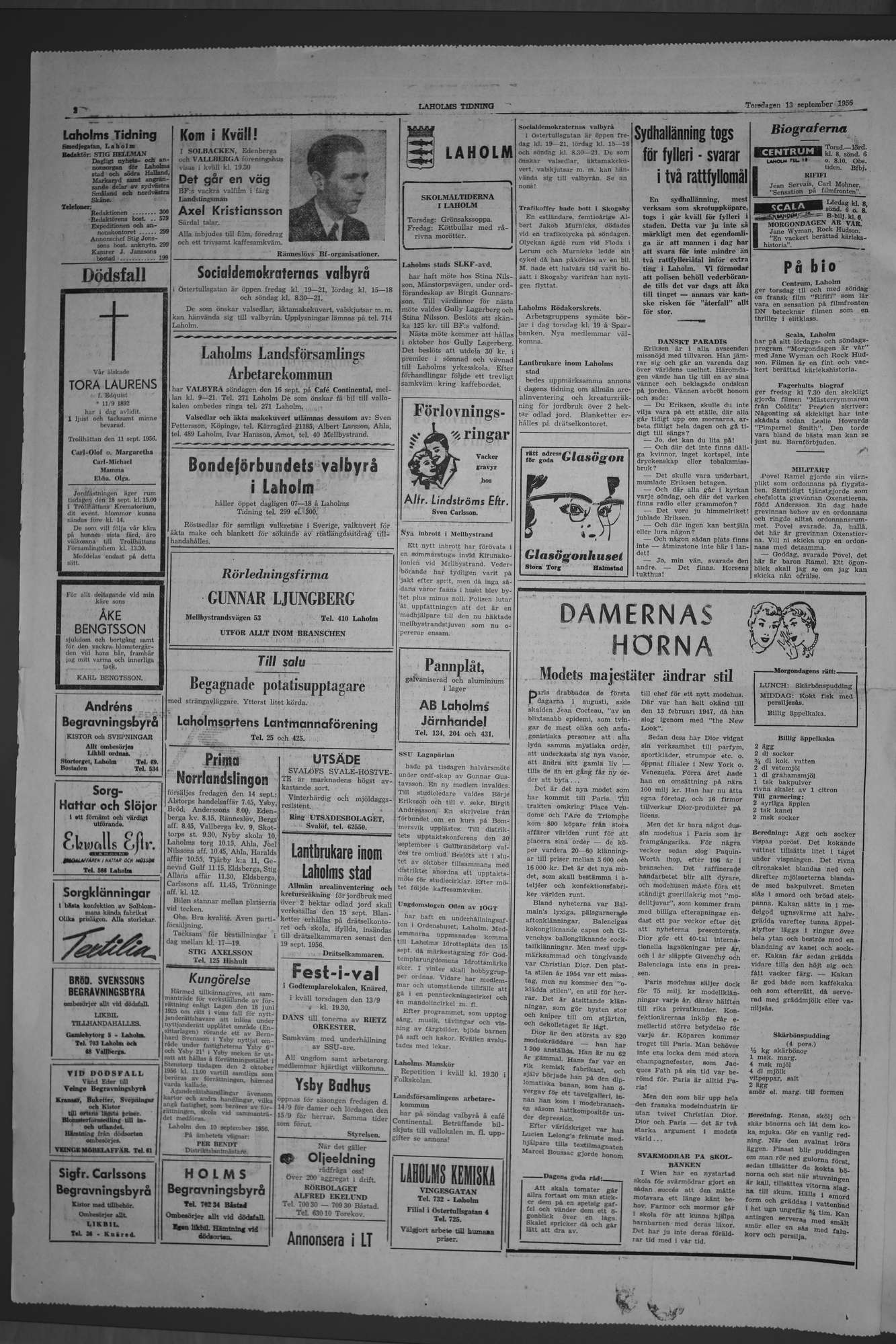 Laholms Tidning Torsdag 13 september 1956, sida 2