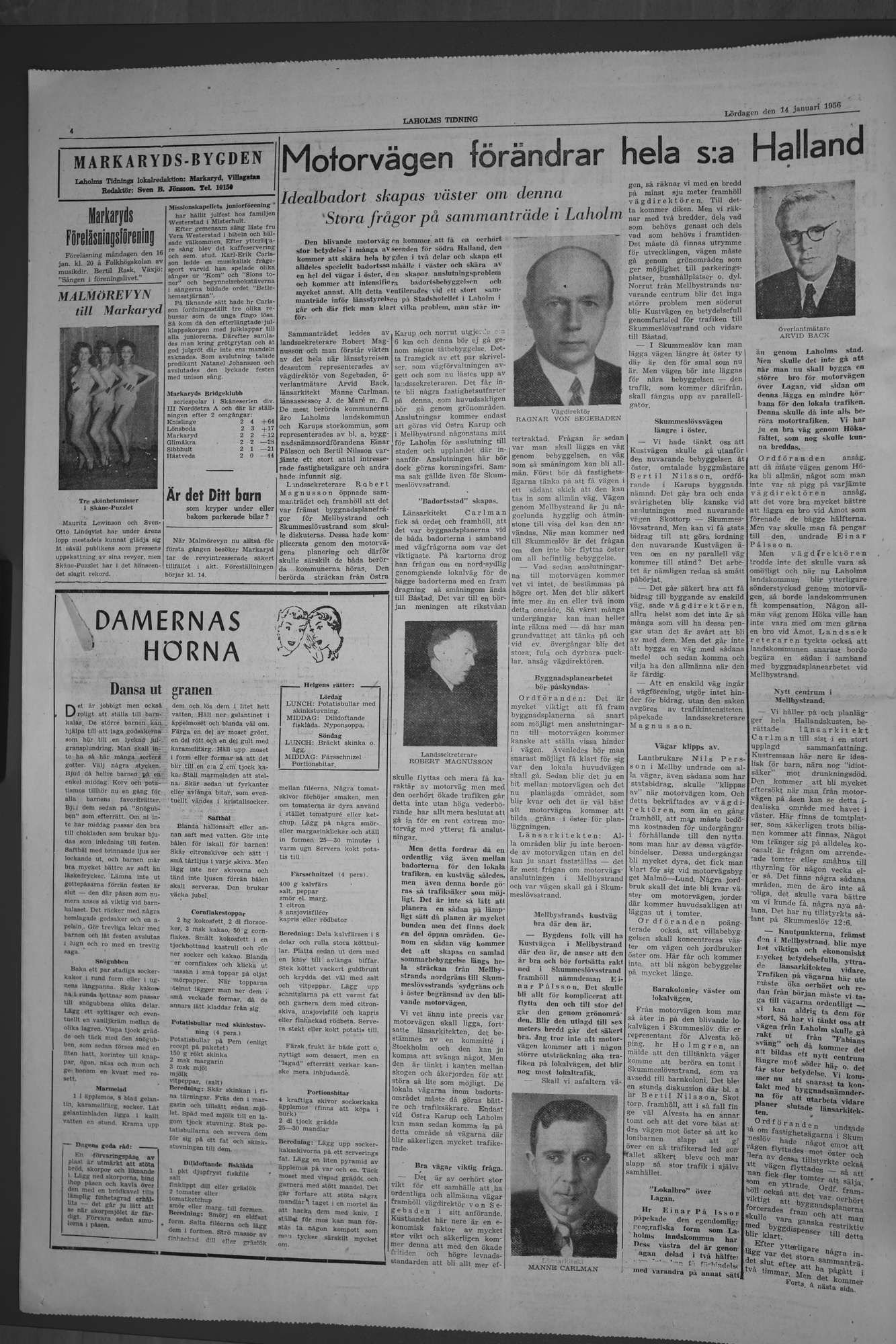 Laholms Tidning Lördag 14 januari 1956, sida 4