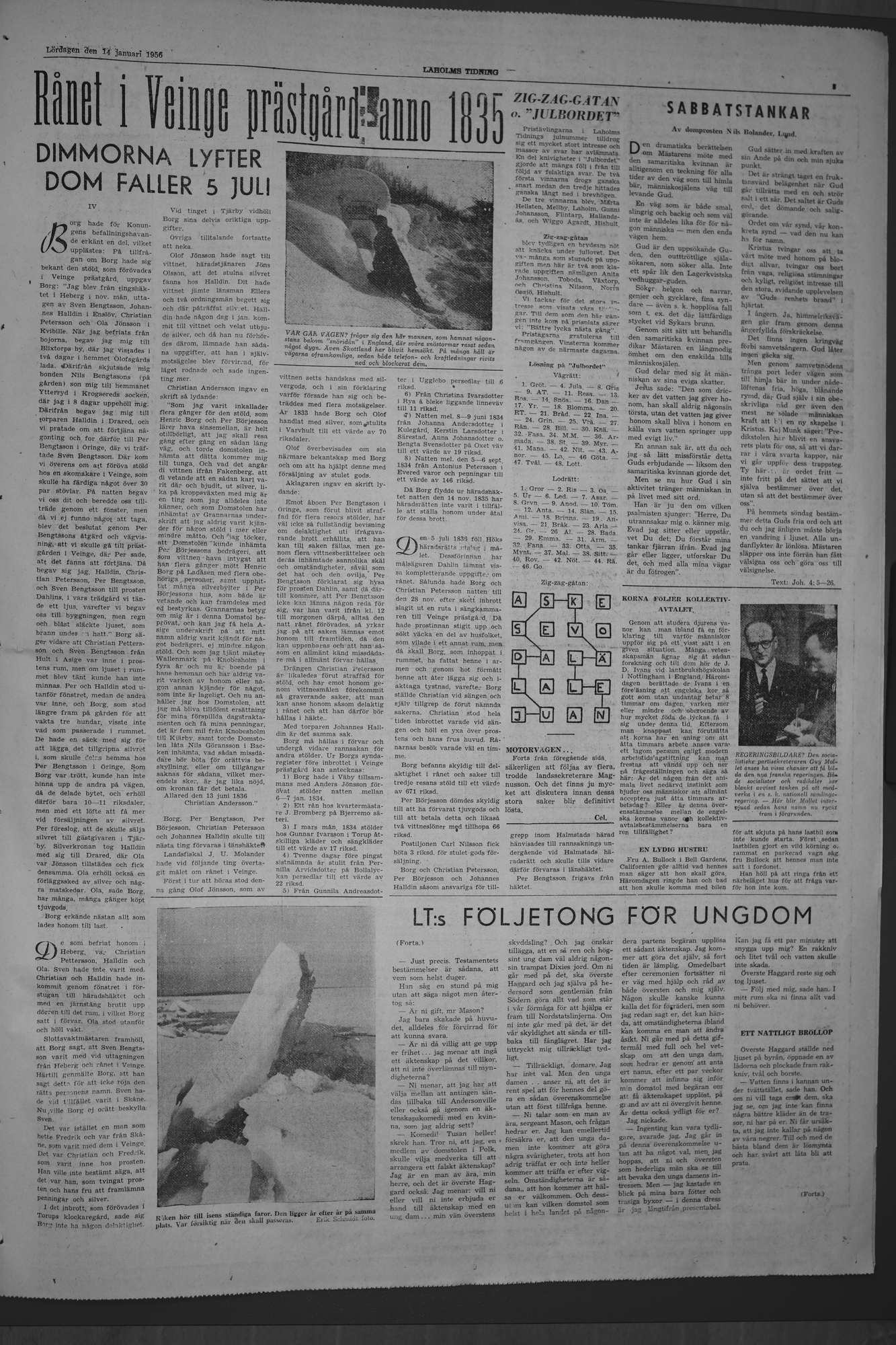 Laholms Tidning Lördag 14 januari 1956, sida 5