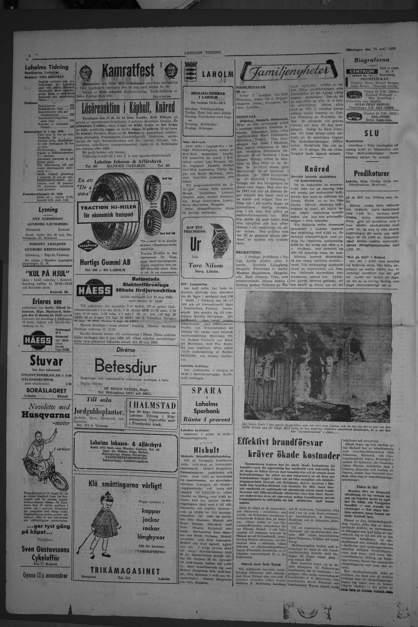 Laholms Tidning Måndag 14 maj 1956, sida 2