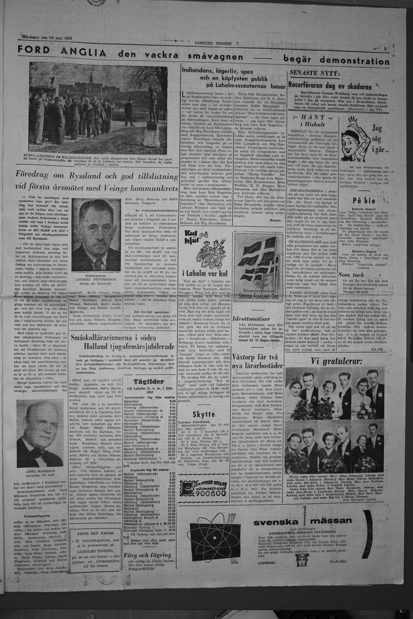 Laholms Tidning Måndag 14 maj 1956, sida 3