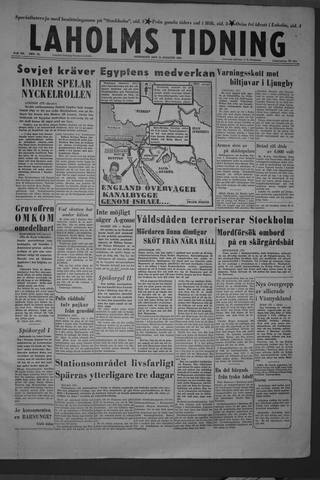 Förstasidan, Onsdag 15 augusti 1956