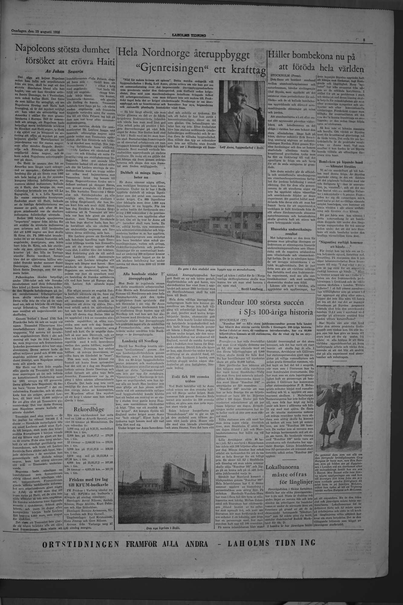 Laholms Tidning Onsdag 15 augusti 1956, sida 5