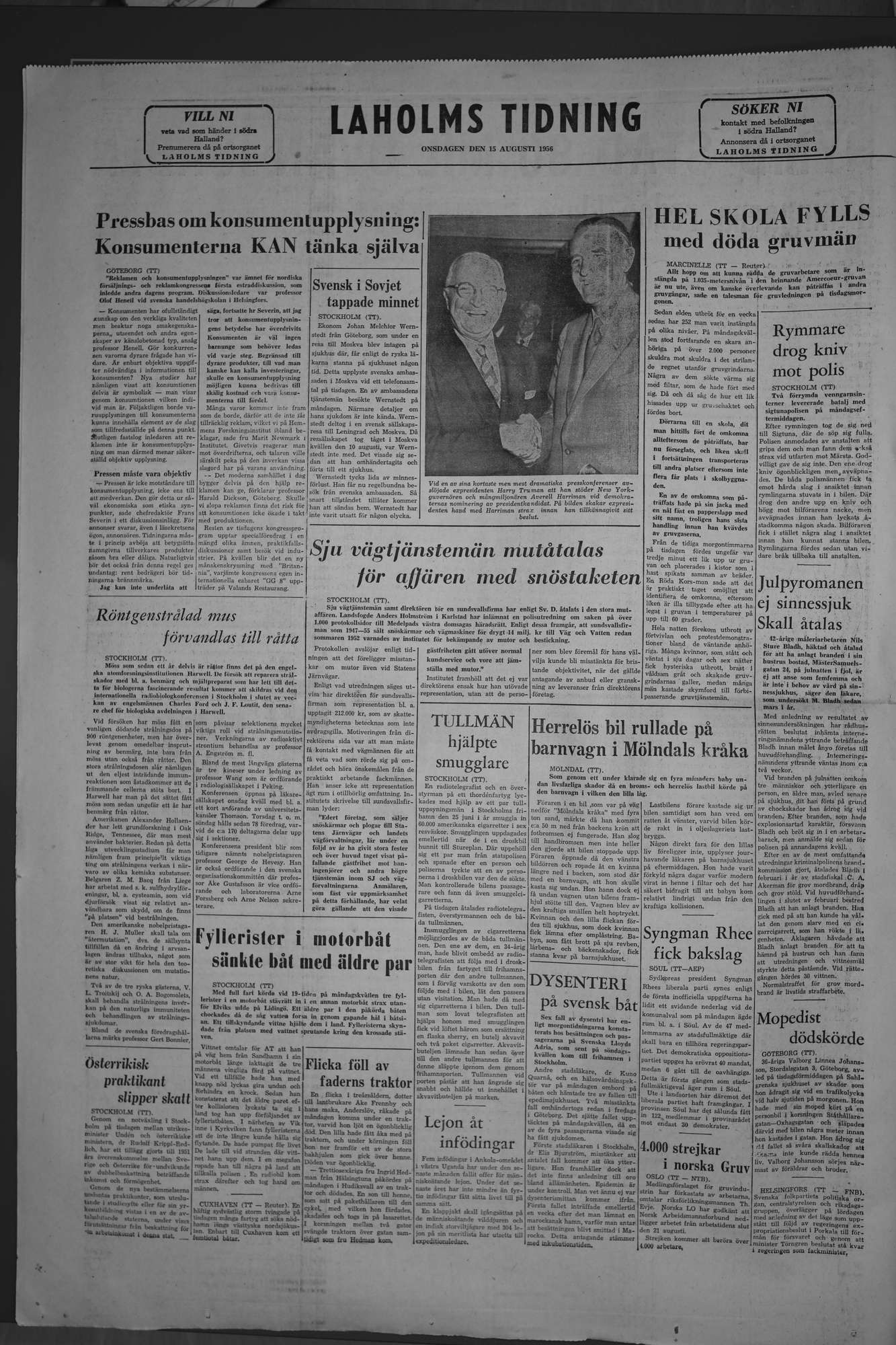 Laholms Tidning Onsdag 15 augusti 1956, sida 8