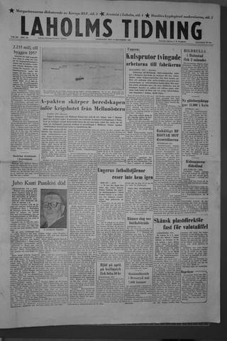 Förstasidan, Lördag 15 december 1956