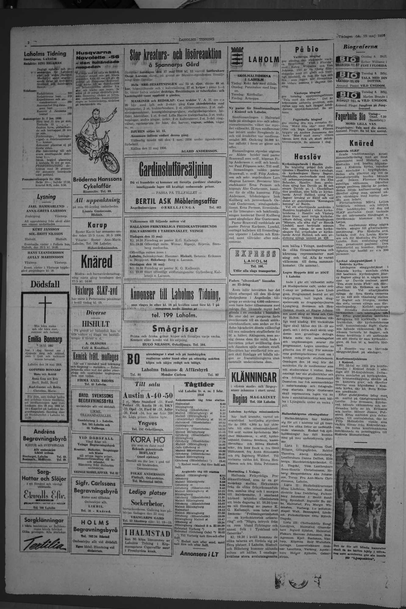 Laholms Tidning Tisdag 15 maj 1956, sida 2