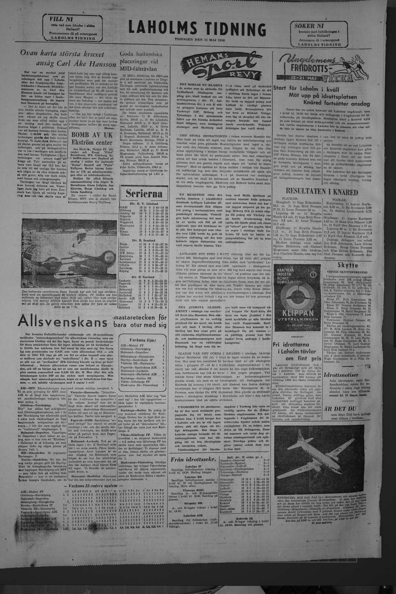 Laholms Tidning Tisdag 15 maj 1956, sida 8