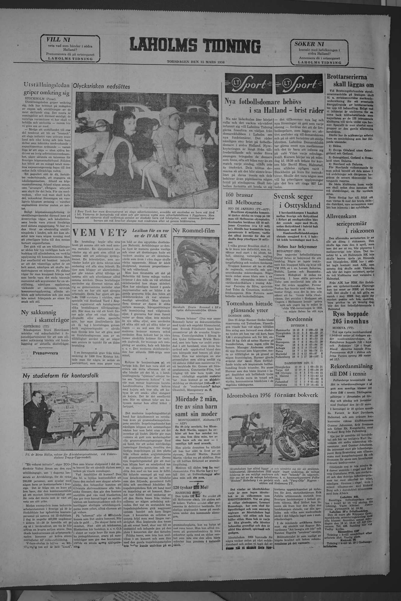 Laholms Tidning Torsdag 15 mars 1956, sida 6